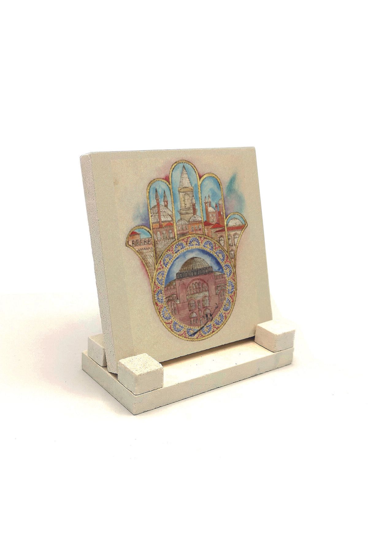 Souvenest İstanbul Sembolik Yerler Baskılı Doğaltaş Masaüstlük 10x10 KRT-30