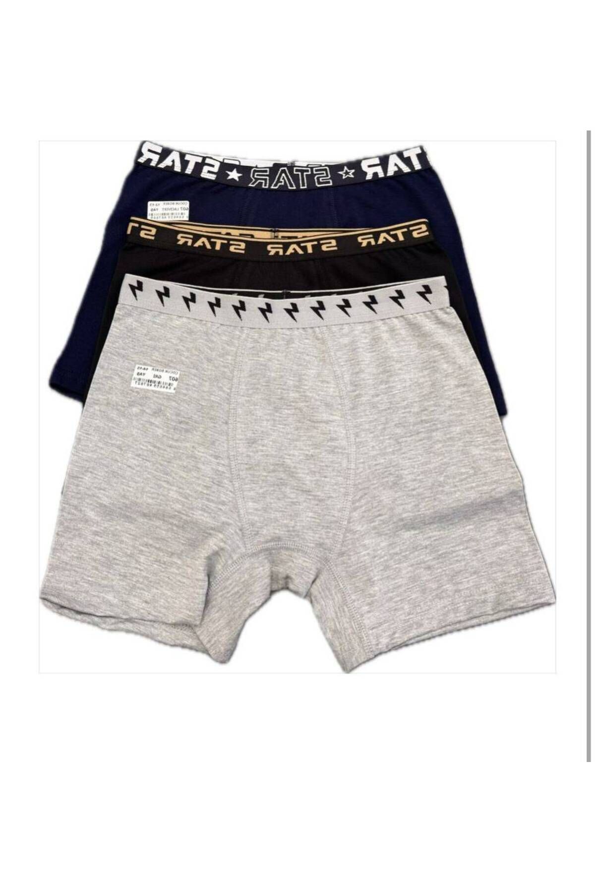 Star 3LÜ ASORTİ ERKEK ÇOCUK BELİ KEMERLİ LYCRALI BOXER