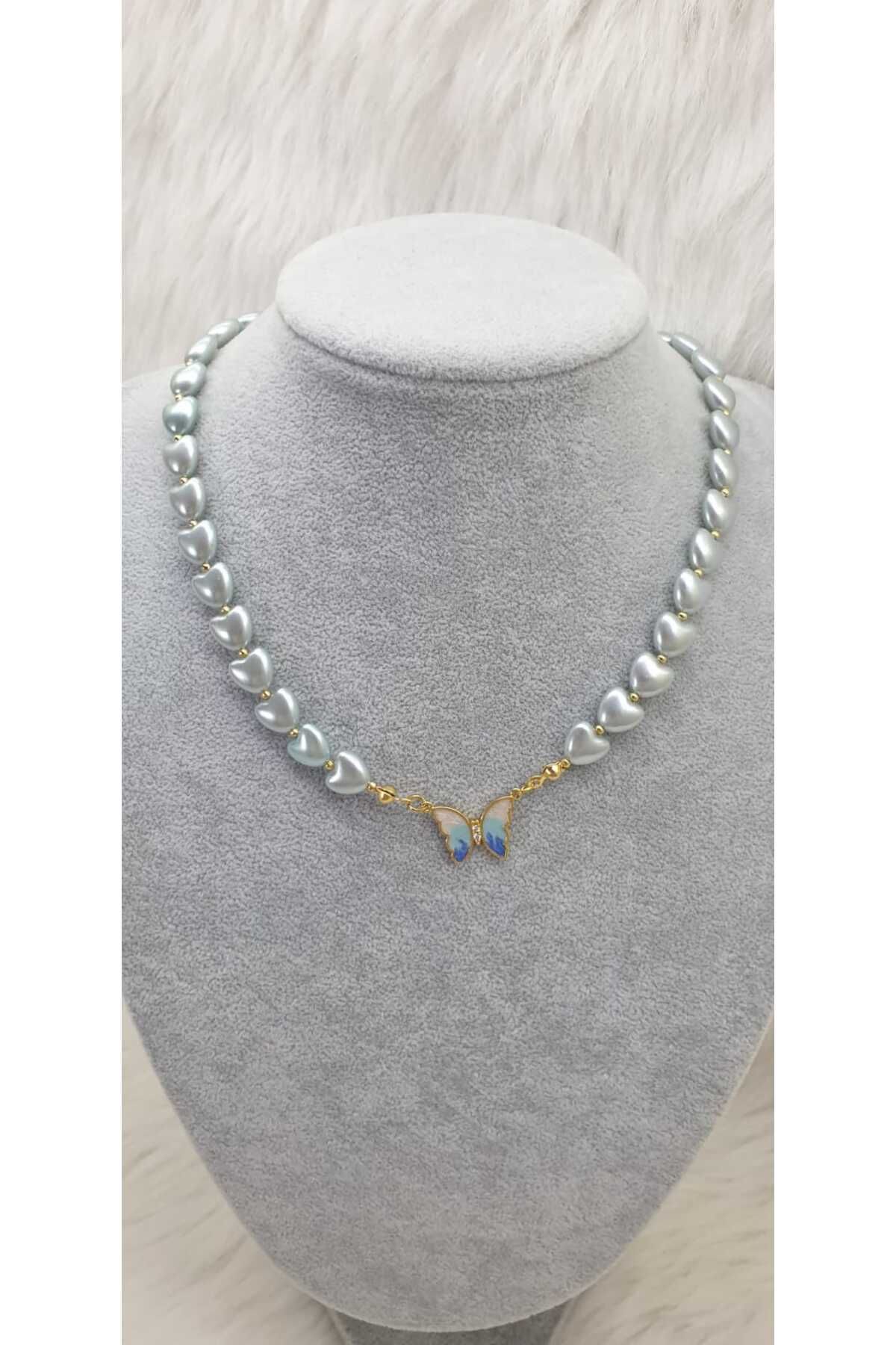 HAPPY HANDMADE KALPLİ KELEBEK FİGÜRLÜ KOLYE HEDİYELİK AKSESUAR TAKI