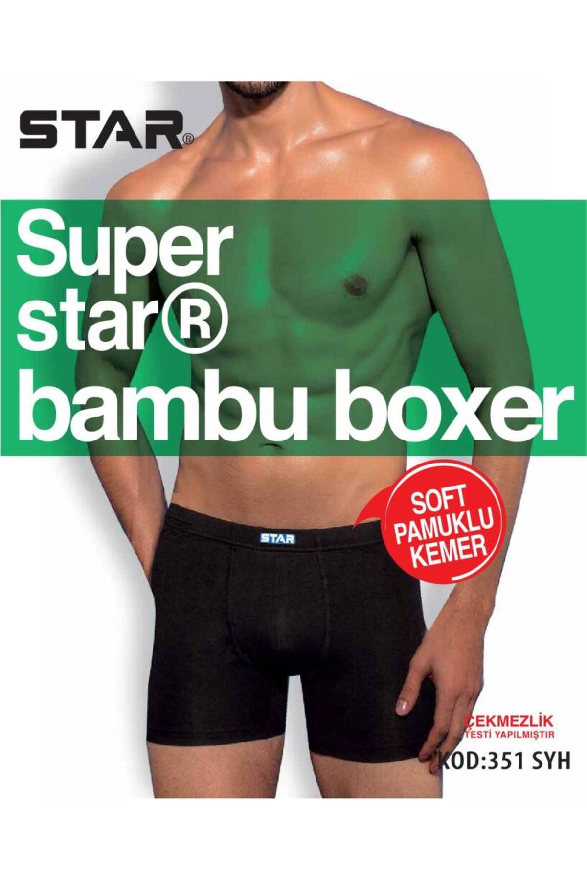 Star 3 LÜ ERKEK ORGANİK BAMBU PAMUKLU KEMER BOXER