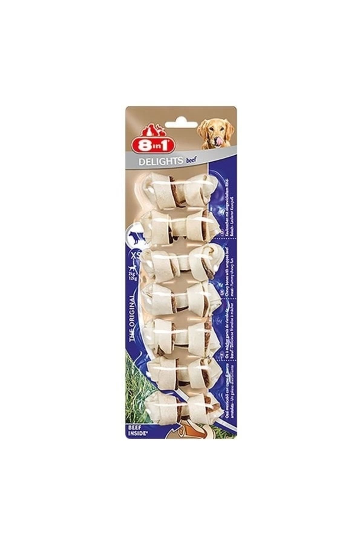 YNT İthalat 8 In 1 Delights Bones Biftekli Köpek Kemik Ödülü Xsmall 7x84 Gr