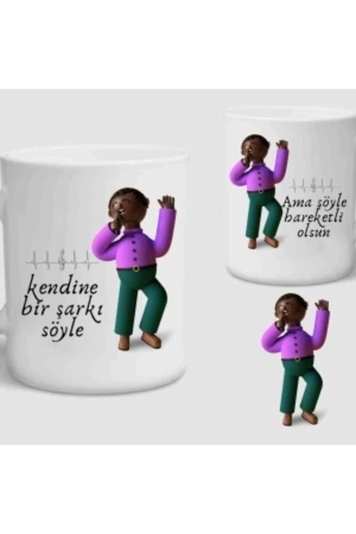 STOREMAX Baskılı Porselen Kupa Bardak Çift Taraflı Baskı 1 Adet Şarkıcı