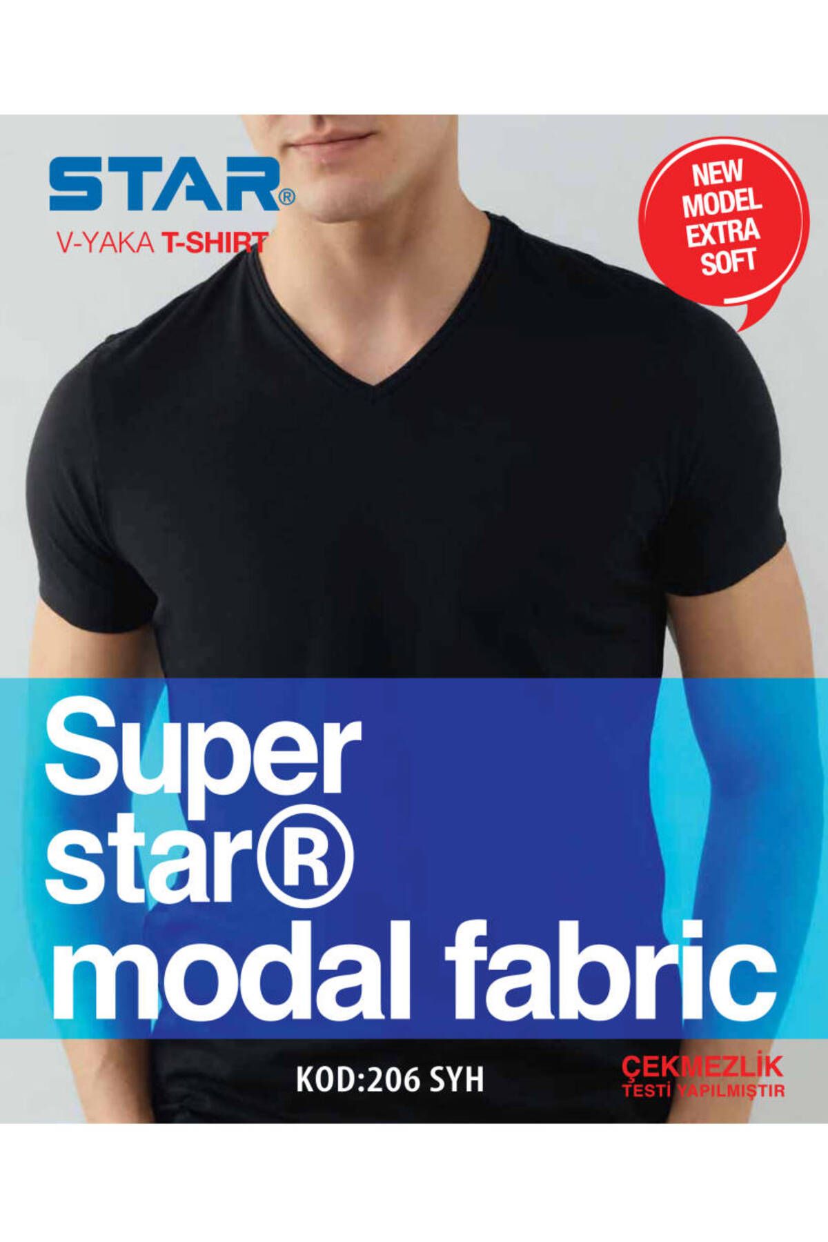 Star 3 LÜ ERKEK MODAL V YAKA YARIM KOL BASİC T-SHİRT