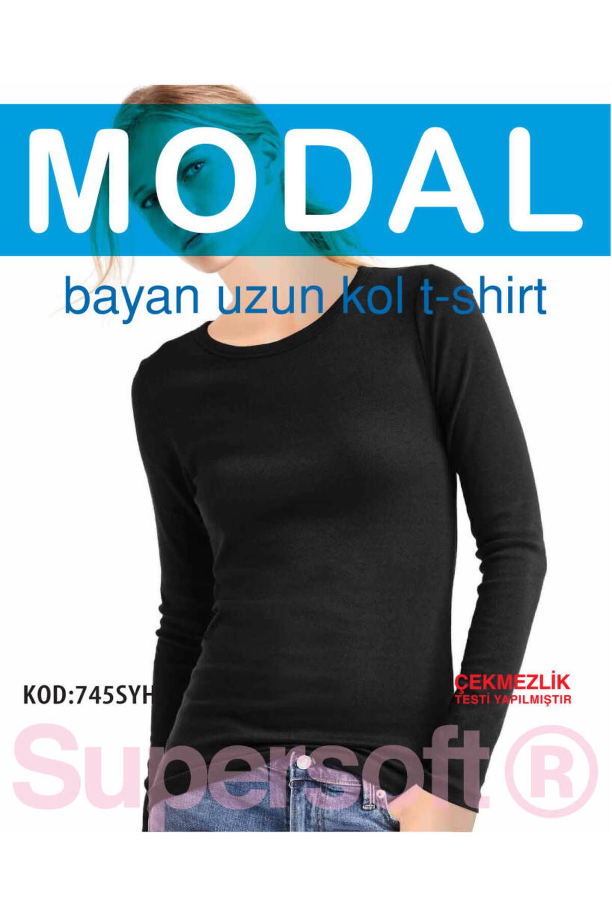 Star KADIN MODAL UZUNKOL SIFIR YAKA T-SHİRT