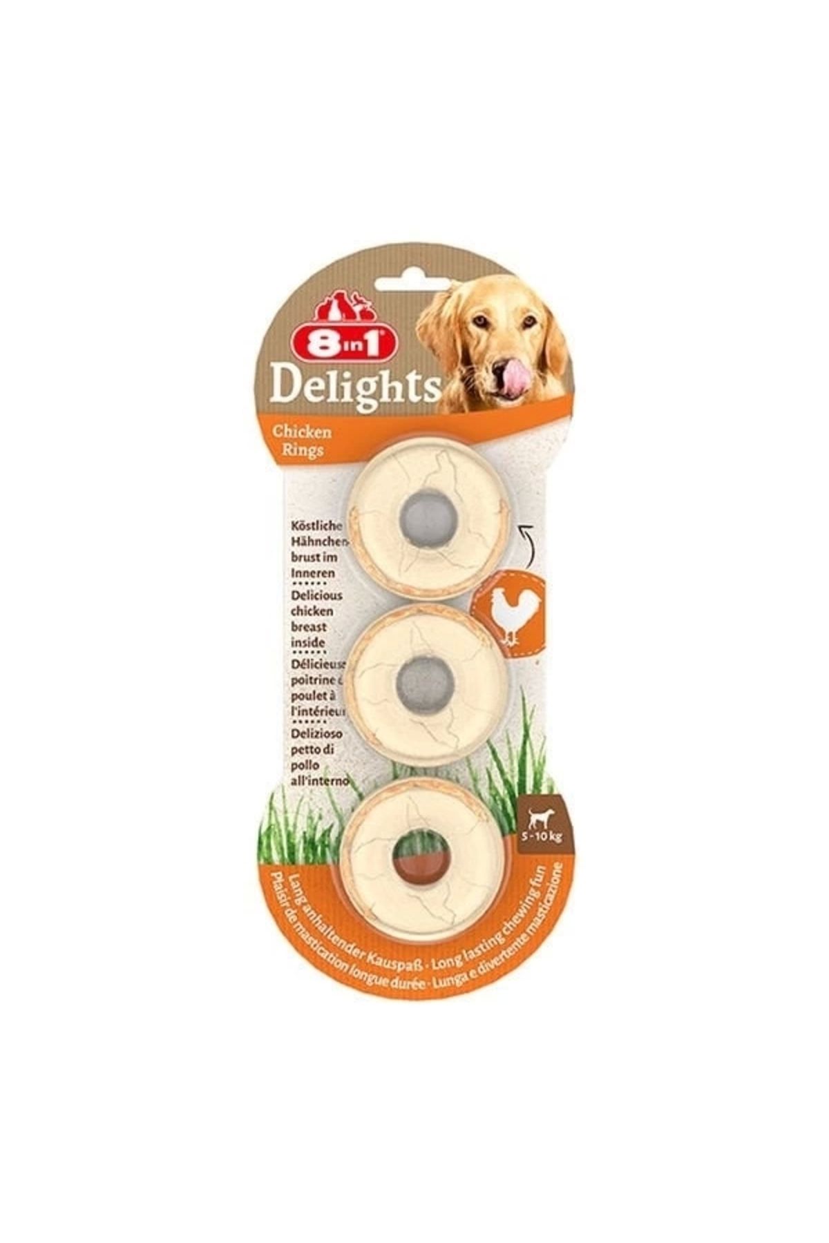 YNT İthalat 8 In 1 Delights Rings Tavuklu Köpek Çiğneme Halkası 3x119 Gr