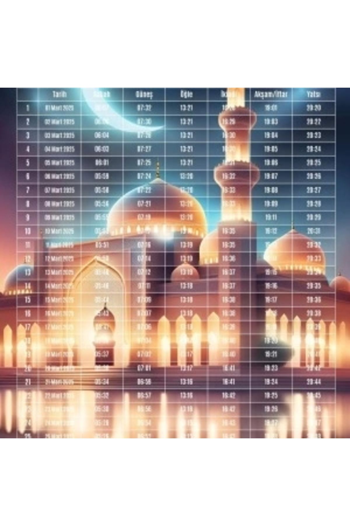 STOREMAX Ramazan İmsakiyesi Modern Kişiye Özel Tasarımlı Dijital Baskı 50 Adet A4 300 gr Model 13