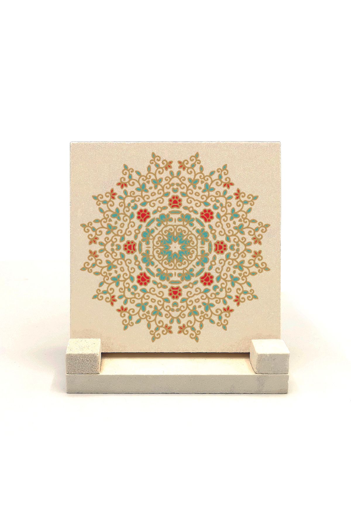 Souvenest Rumi Desen Baskılı Doğaltaş Masaüstlük 10x10 Kd-89