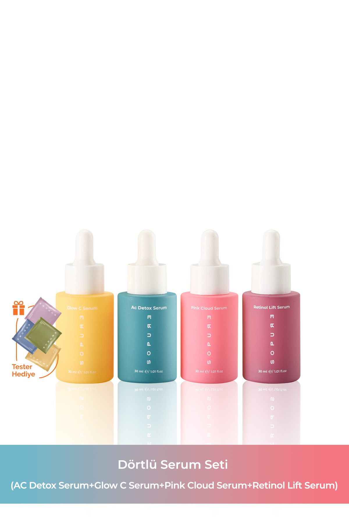 Sopure Dörtlü Serum Seti (AC Detox Serum+Glow C Serum+Pink Cloud Serum+Retinol Lift Serum)