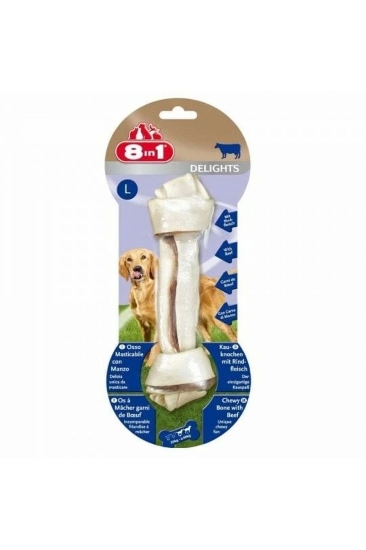 YNT İthalat 8in1 Delights Bones Biftekli Köpek Kemik Ödülü Large