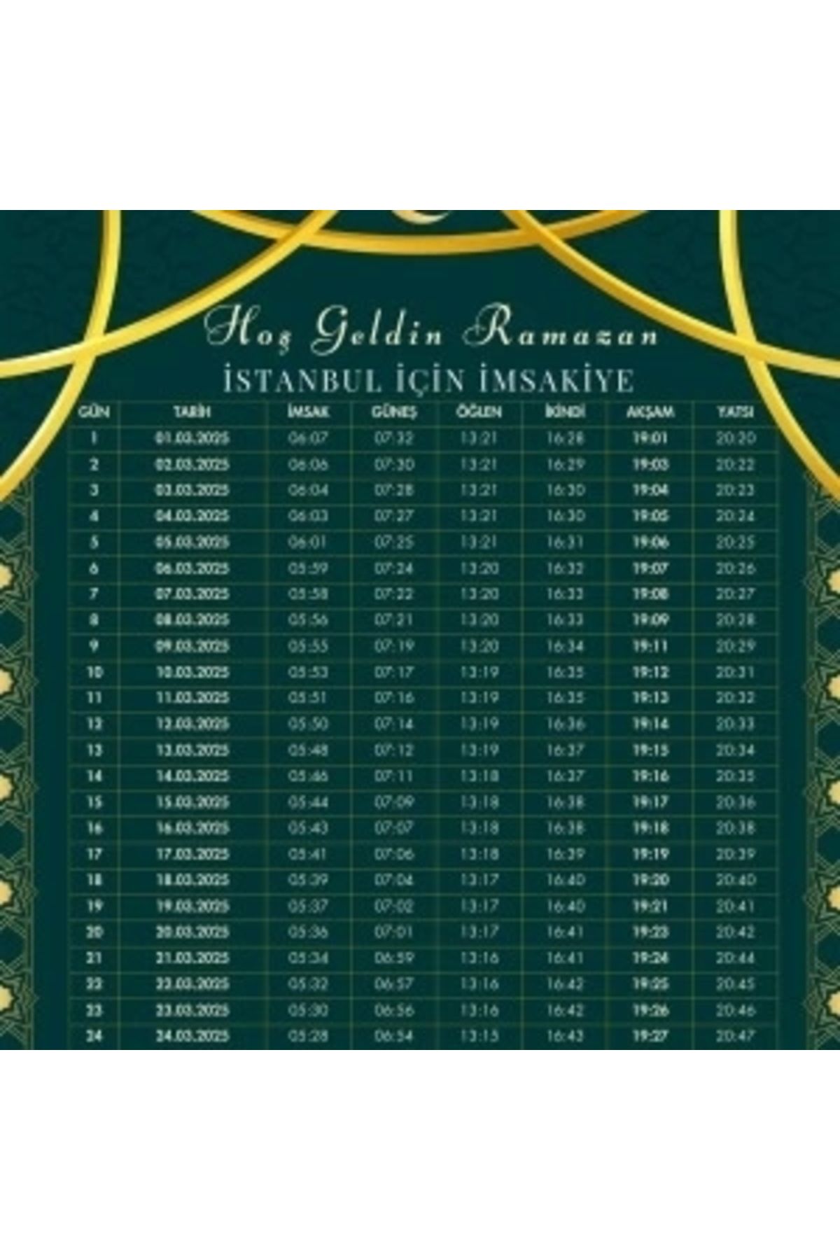 STOREMAX Ramazan İmsakiyesi Modern Kişiye Özel Tasarımlı Dijital Baskı 6 Adet A4 300 gr Model 27