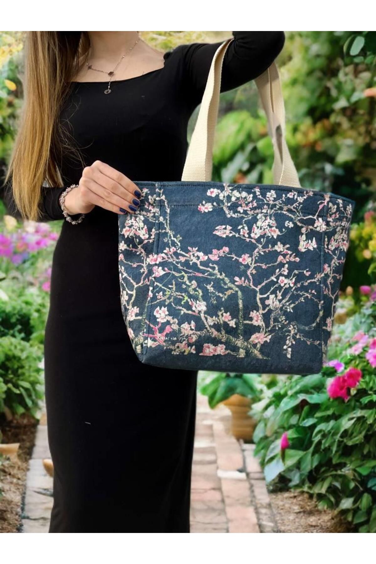 ECHARMBUTIK Van Gogh Badem Çiçeği Model Kadın Çanta
