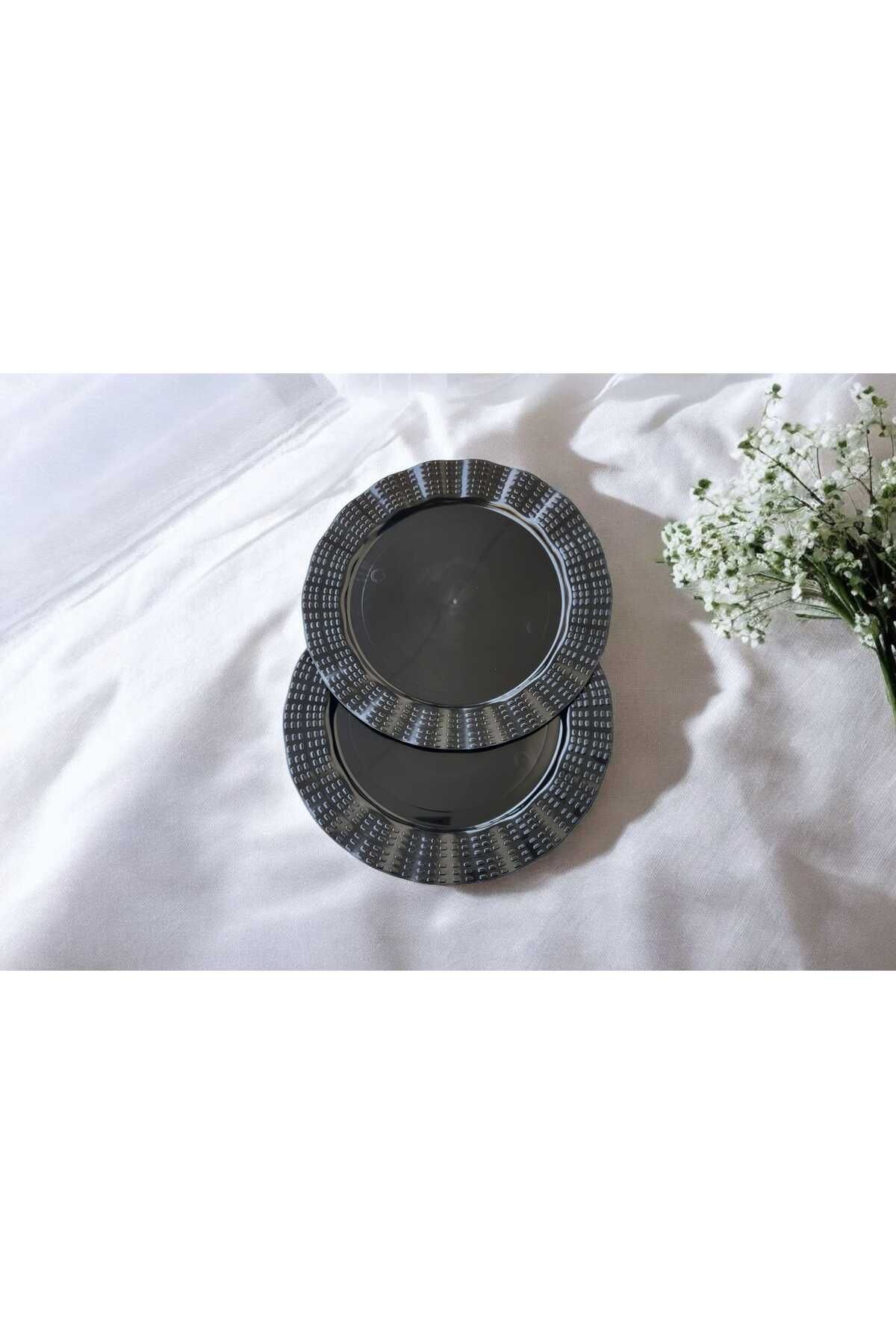 Evinizin Yardımcısı Mika Tabak& Parti Tabak&parti Mika Tabak & Siyah 19 cm 6 adet