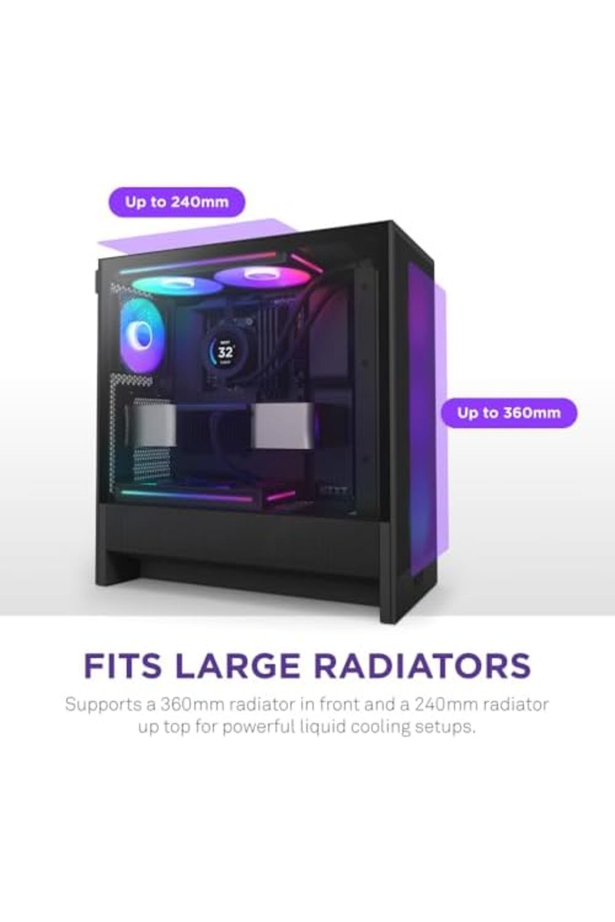 Nzxt-H5 Flow RGB 2024 Compact ATX Mid-Tower Gaming Case - High Airflow - F360 RGB Core CV Included - 5