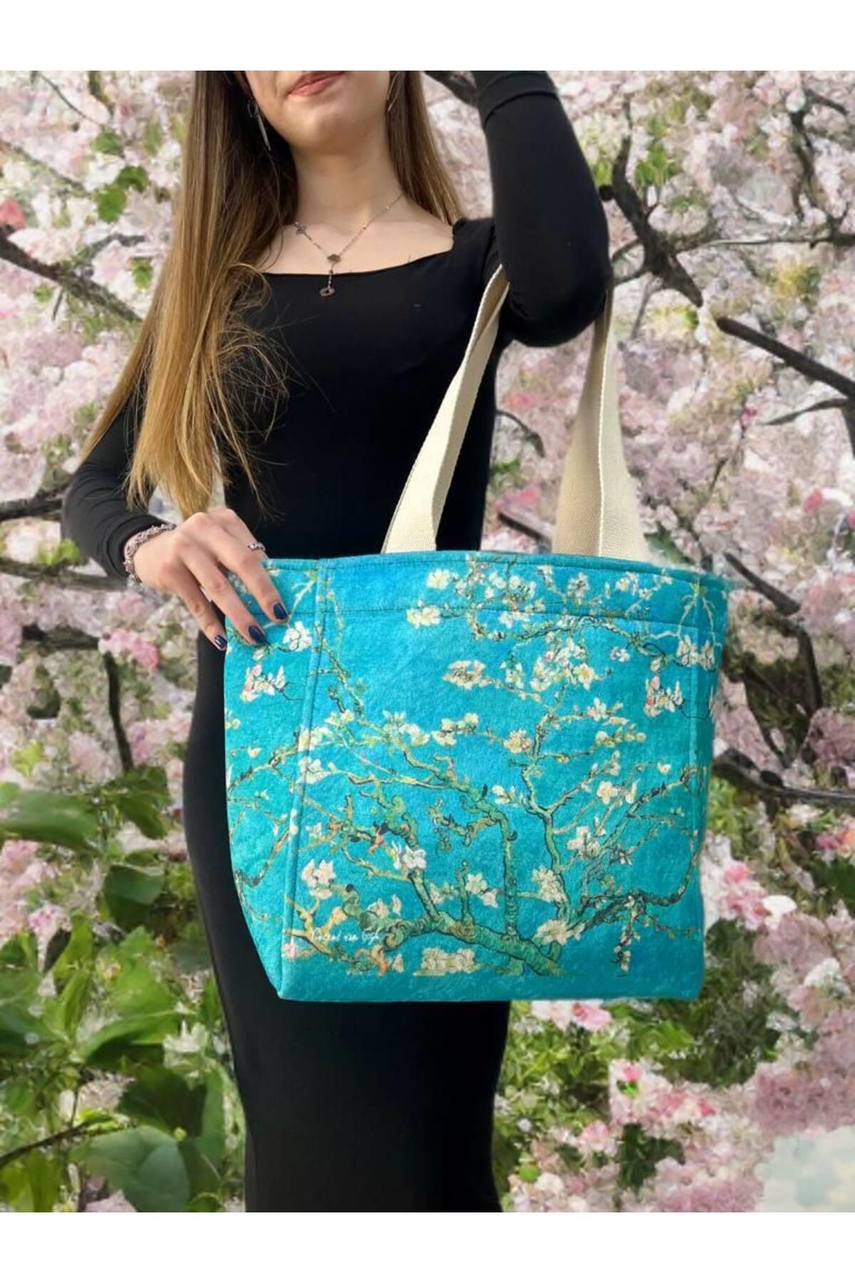 ECHARMBUTIK Van Gogh Badem Çiçeği Model Kadın Çanta