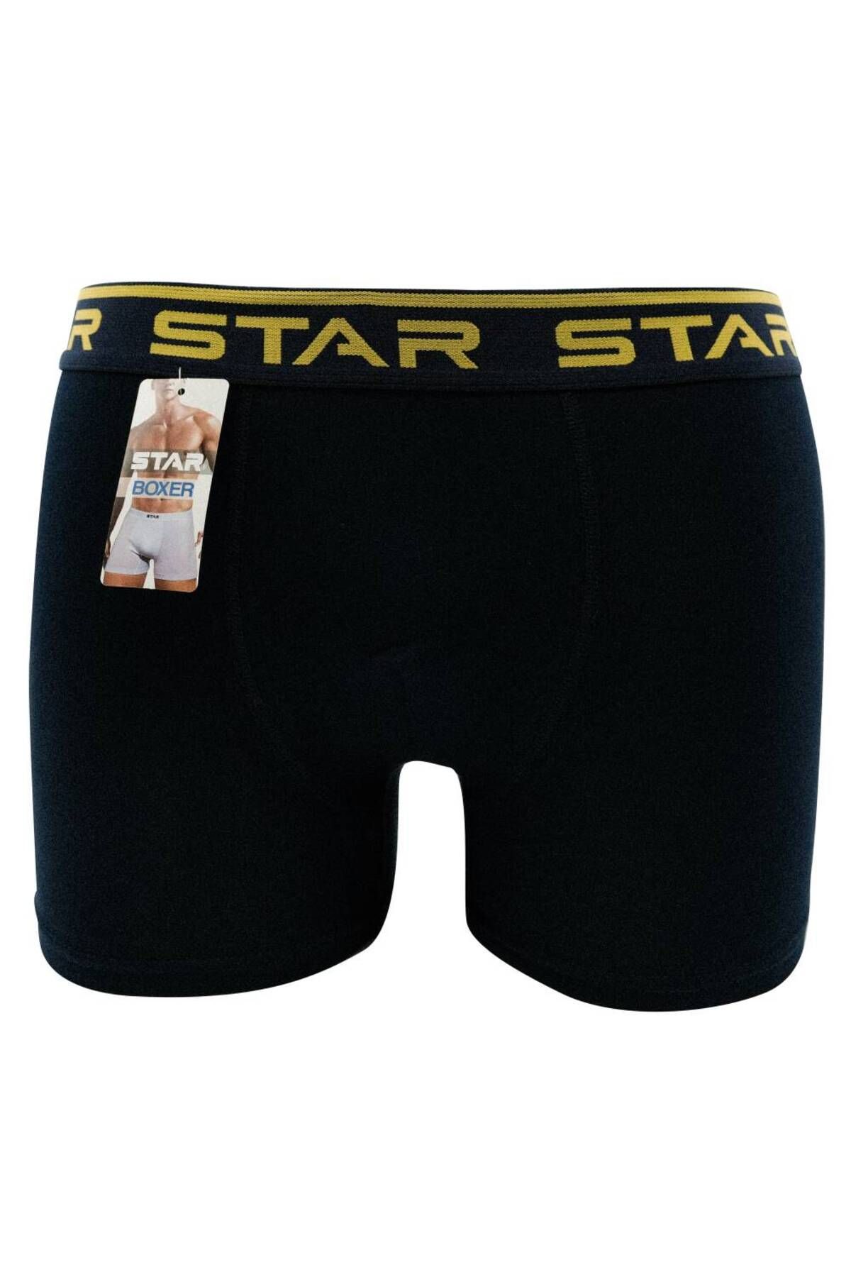 Star ERKEK SİYAH BELİ KEMERLİ LYCRALI BOXER