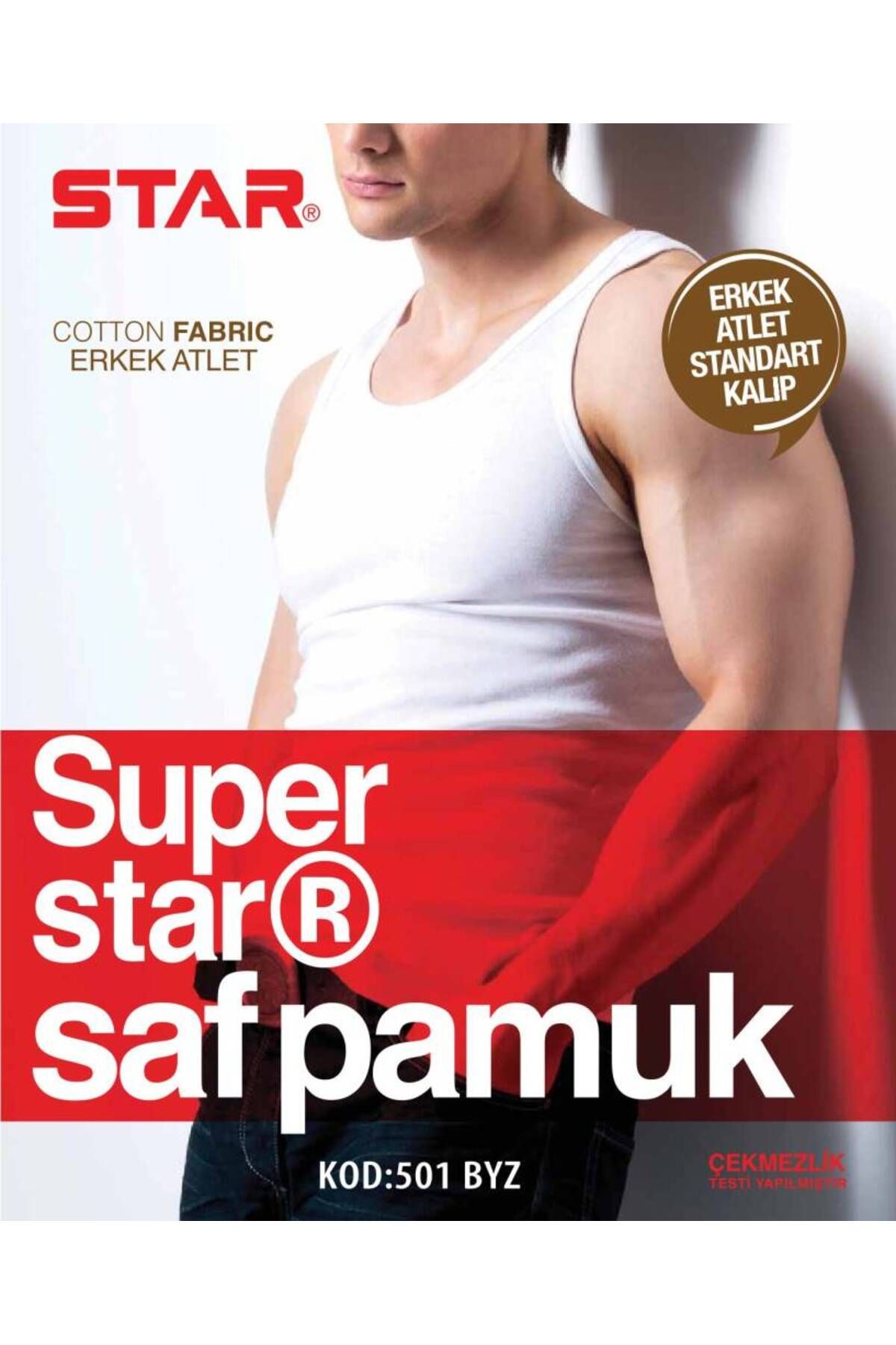 Star 3 LÜ ERKEK %100 SAF PAMUK COTTON ATLET