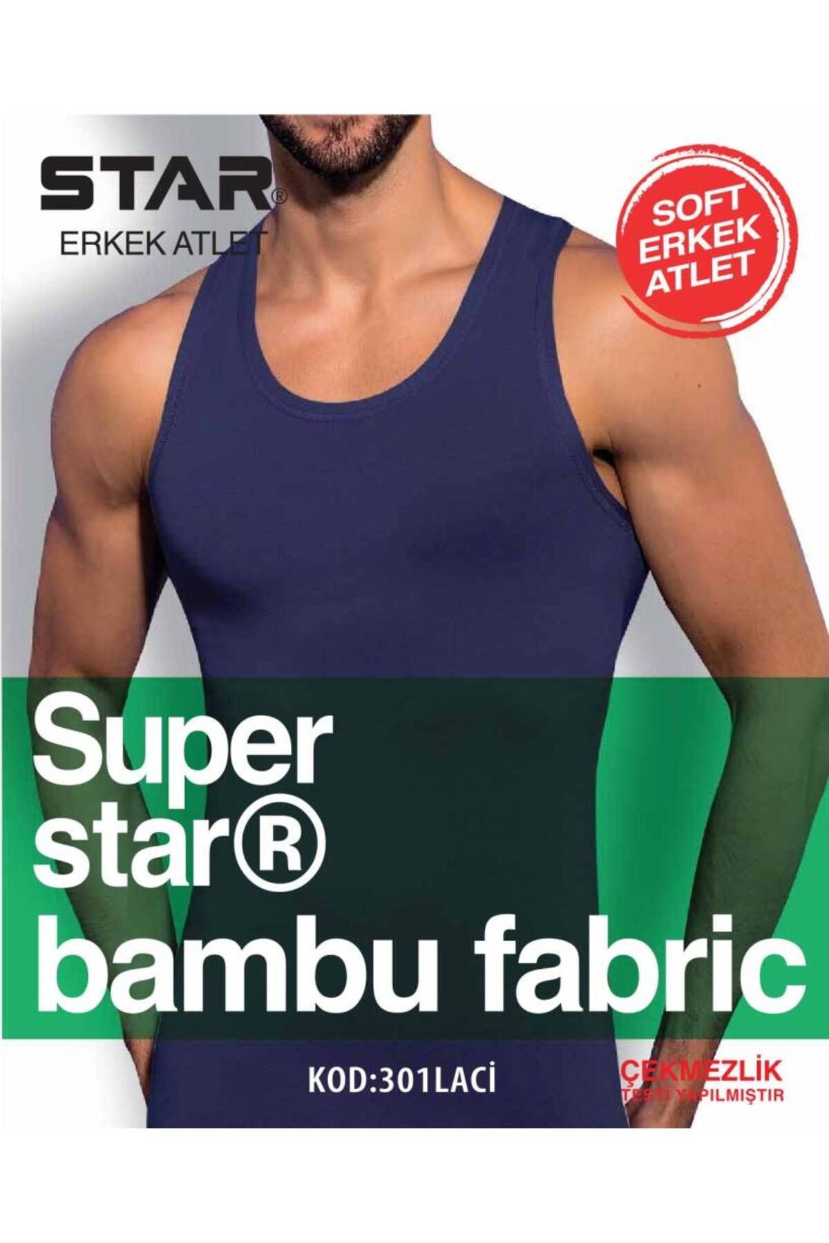 Star ERKEK LACİVERT ORGANİK BAMBU ATLET