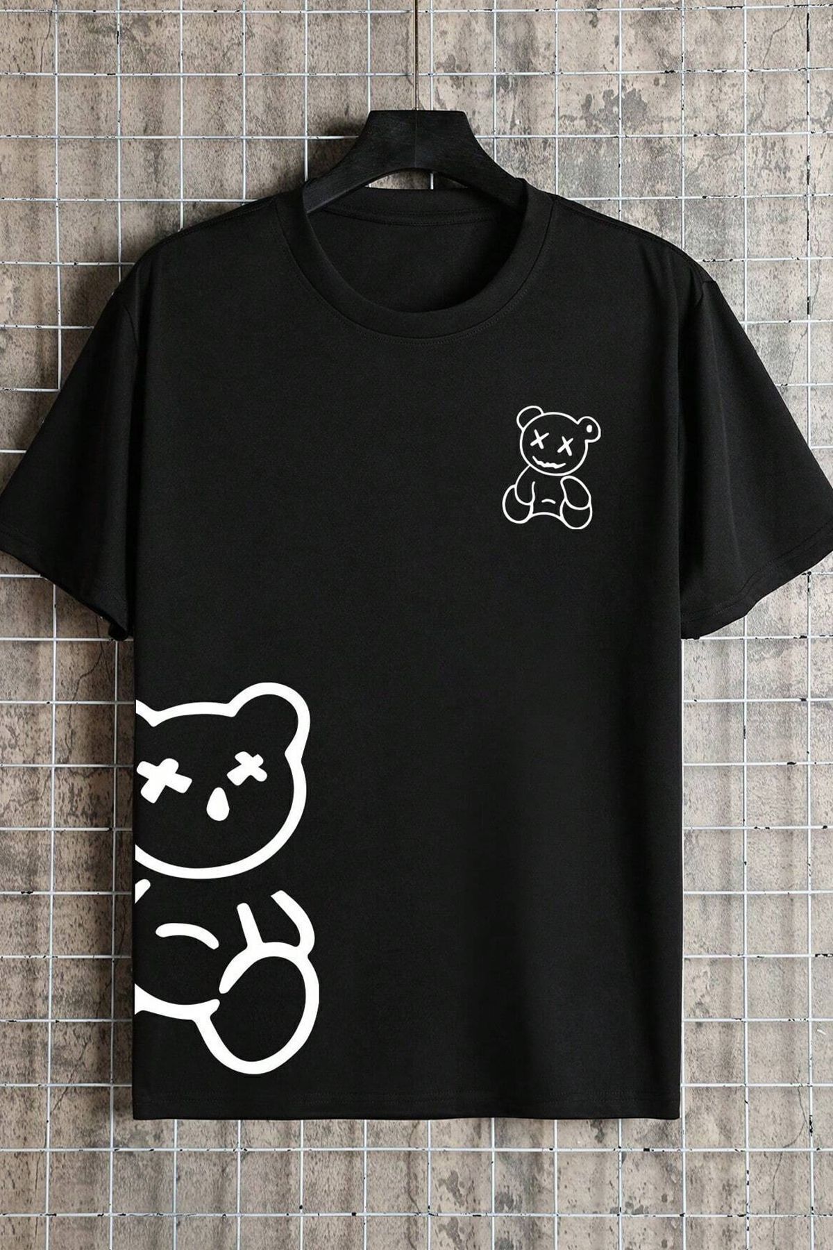ModaSphere Unisex Draw Bear Baskılı Tasarım Tshirt