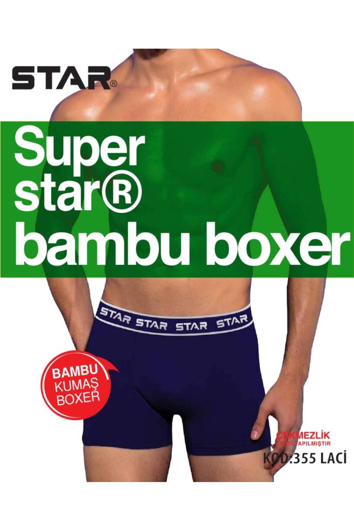 Star 3 LÜ ERKEK ORGANİK BAMBU BELİ KEMERLİ BOXER