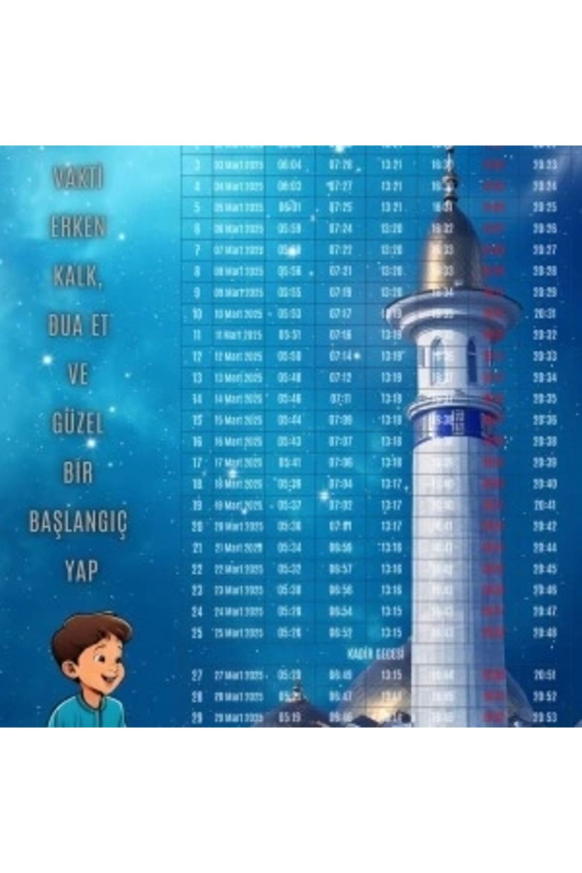 STOREMAX Ramazan İmsakiyesi Modern Kişiye Özel Tasarımlı Dijital Baskı 1000 Adet A4 300 gr Model 2
