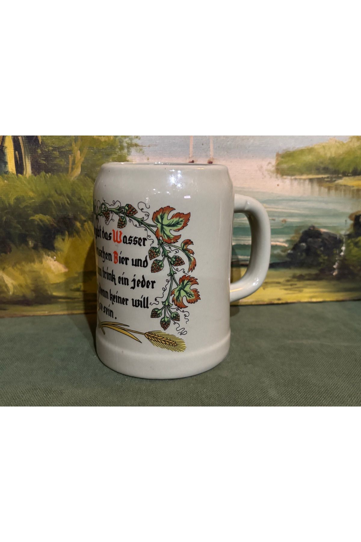 tayfuntufan antika koleksiyon Alman Gerz Marka seramik Tankart  bardağı - 500 ml - 13,5 cm boyunda 10 cm çapında