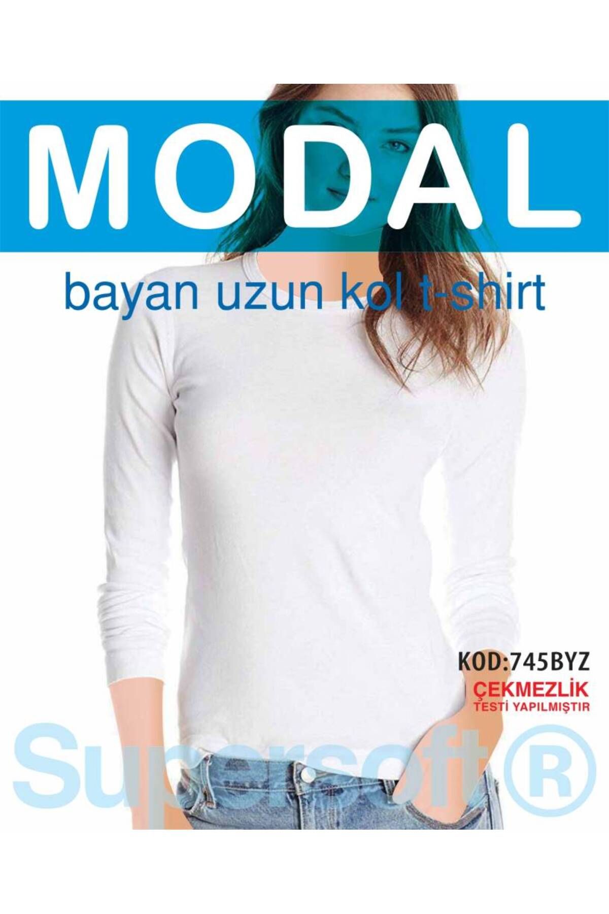 Star KADIN BEYAZ MODAL UZUNKOL T-SHİRT