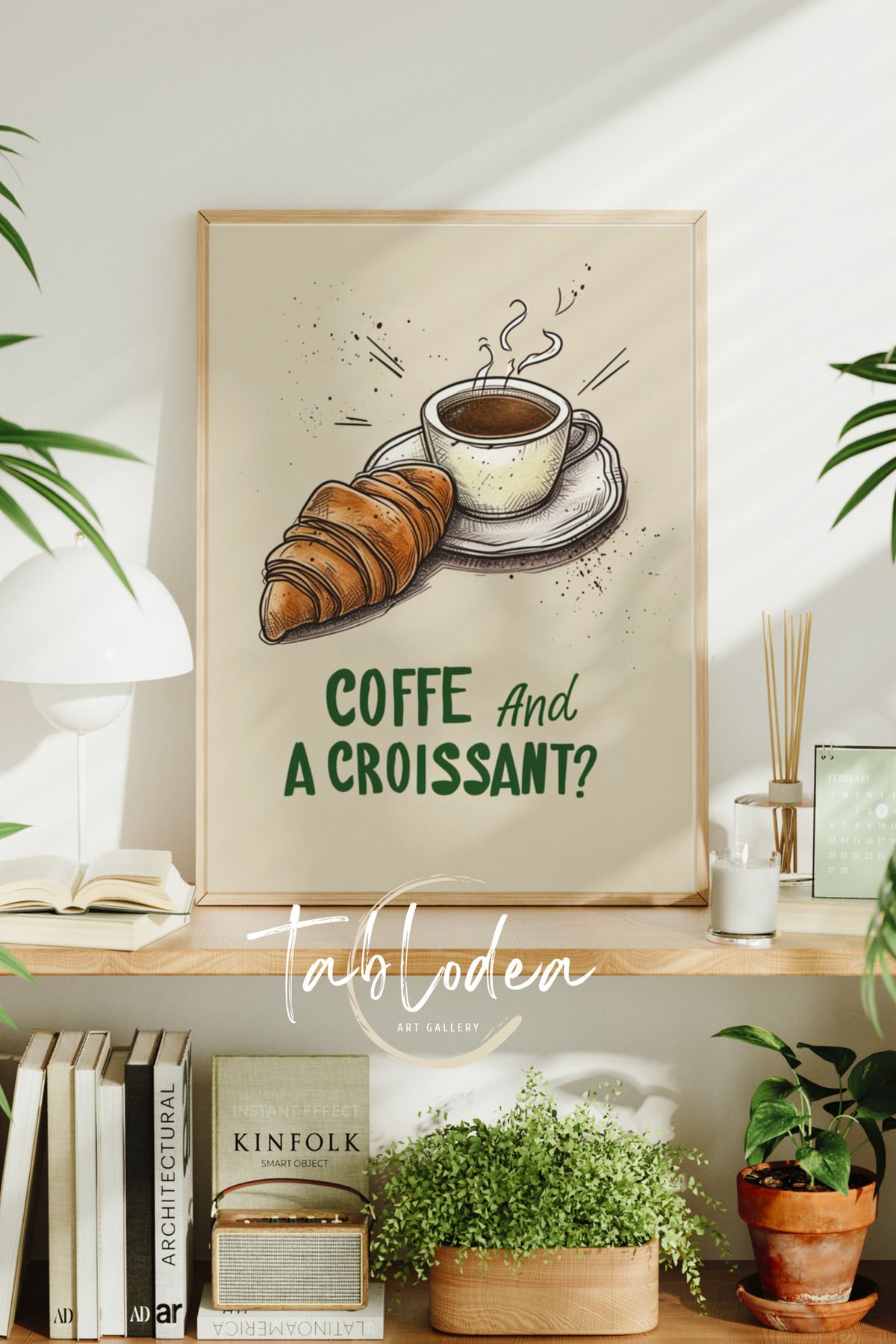 tablodea Modern Kahve Köşesi Dekoru Çerçeveli Poster Tablo, Minimalist Yazılı Dekoratif Bohem Mutfak Tablosu