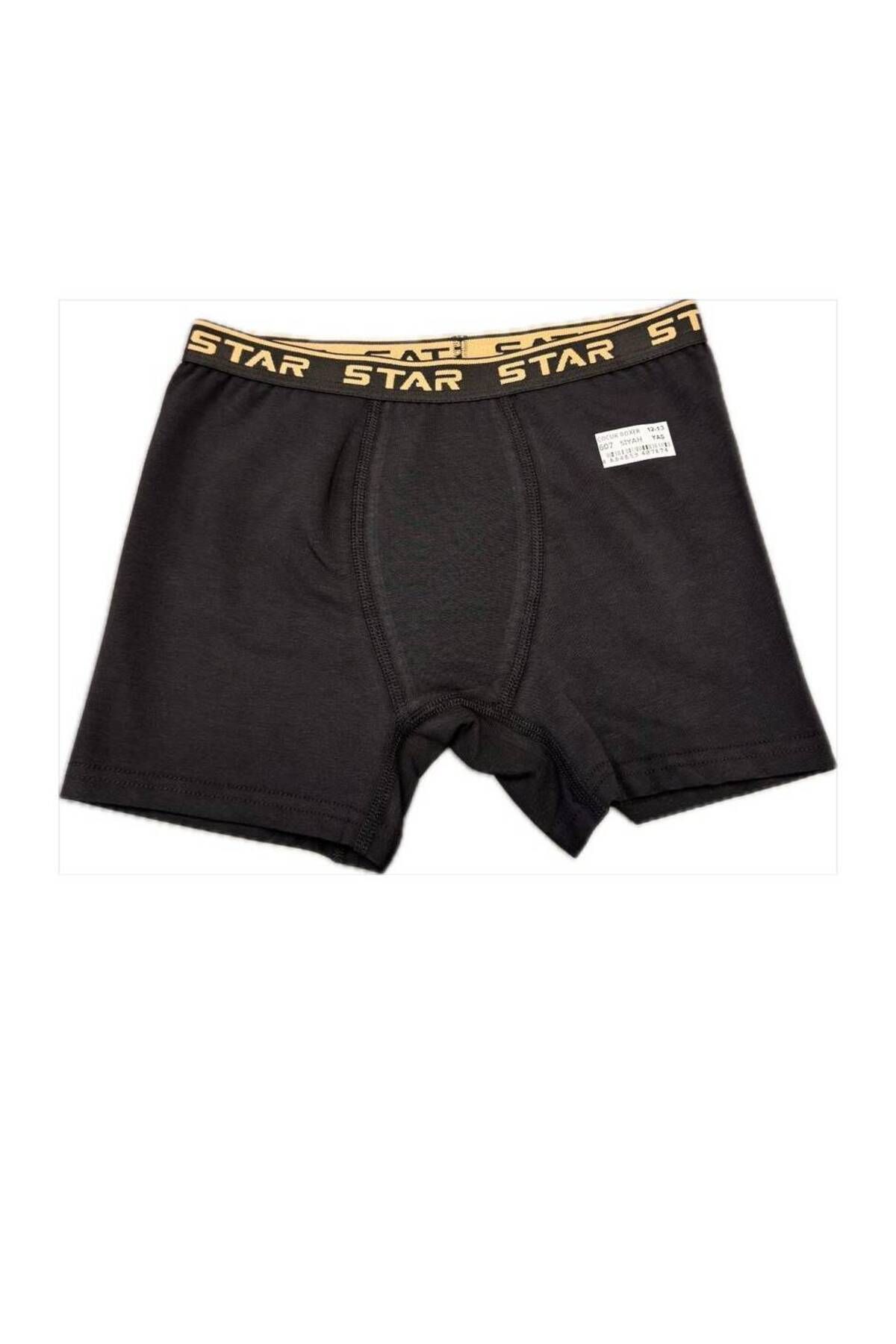 Star 3LÜ SİYAH ERKEK ÇOCUK BELİ KEMERLİ LYCRALI BOXER