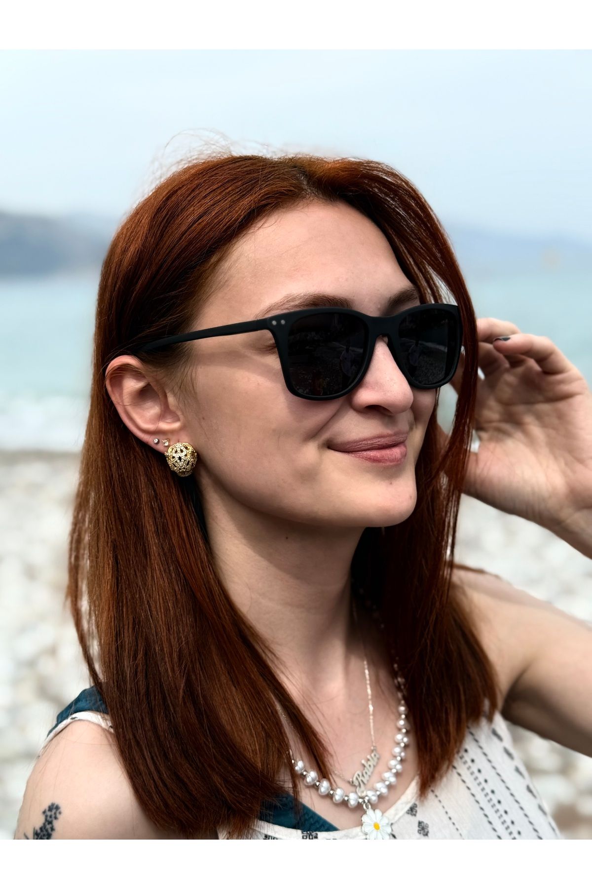 Ferrucci Siyah Mat Kare Çerçeveli Marka Model Unisex Güneş Gözlüğü