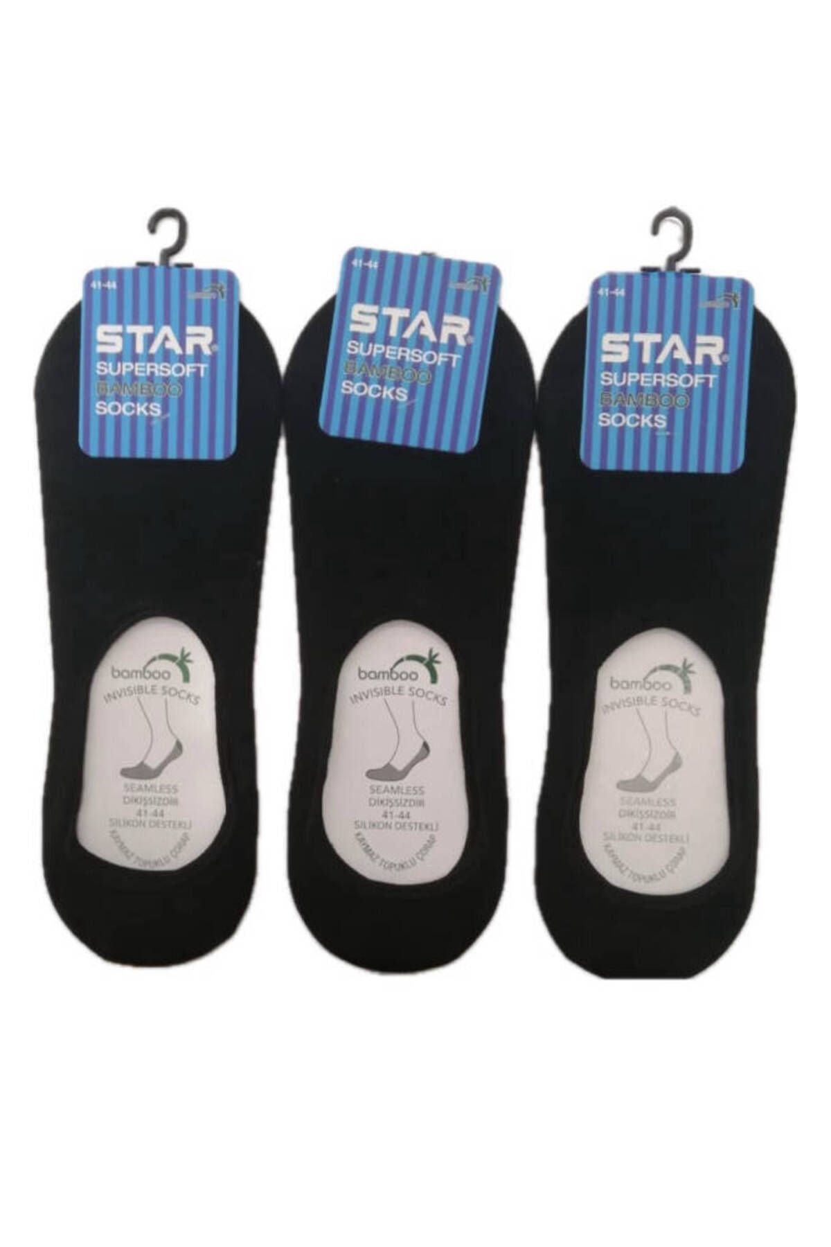 Star 3 LÜ ERKEK SİYAH ORGANİK BAMBU BABET ÇORAP