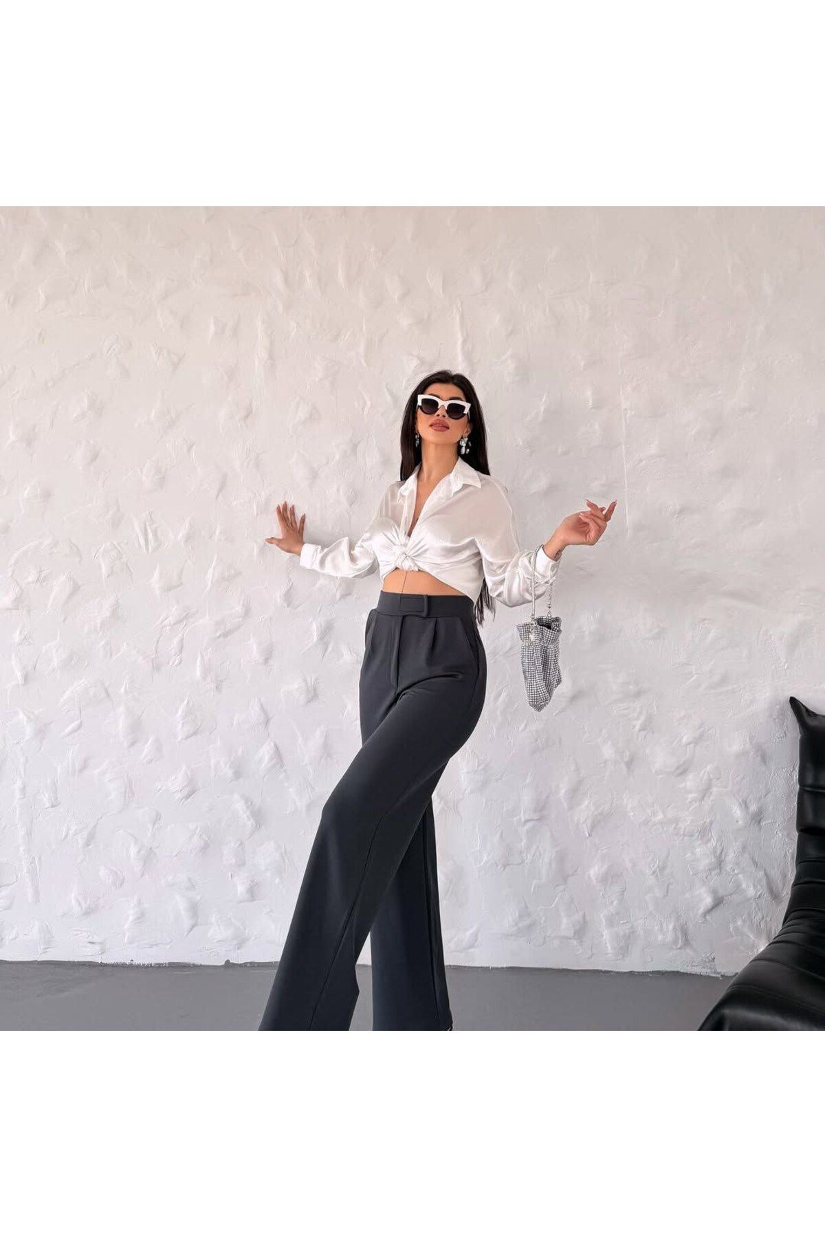 Umay Trend Kadın Beli Cırtlı Rahat Palazzo Pantalon