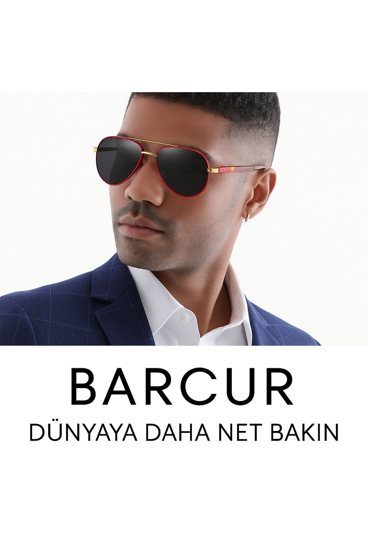 Enjoy BARCUR Red Gold Gri Camlı Polarize Erkek Güneş Gözlüğü Şıklığın ve Kalitenin Buluştuğu Nokta