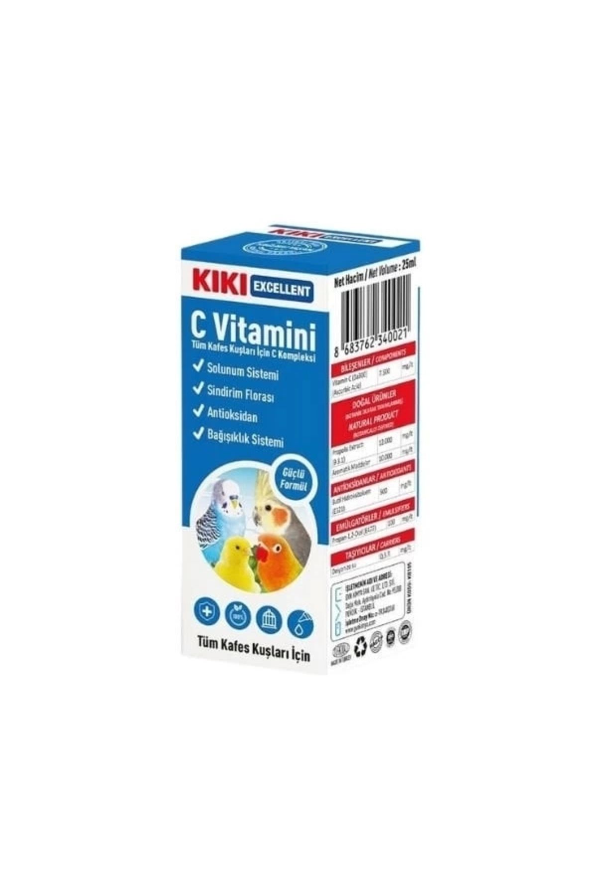 YNT İthalat Kiki Excellent Kuşlar için C Vitamini Sıvı Damla 25 Ml