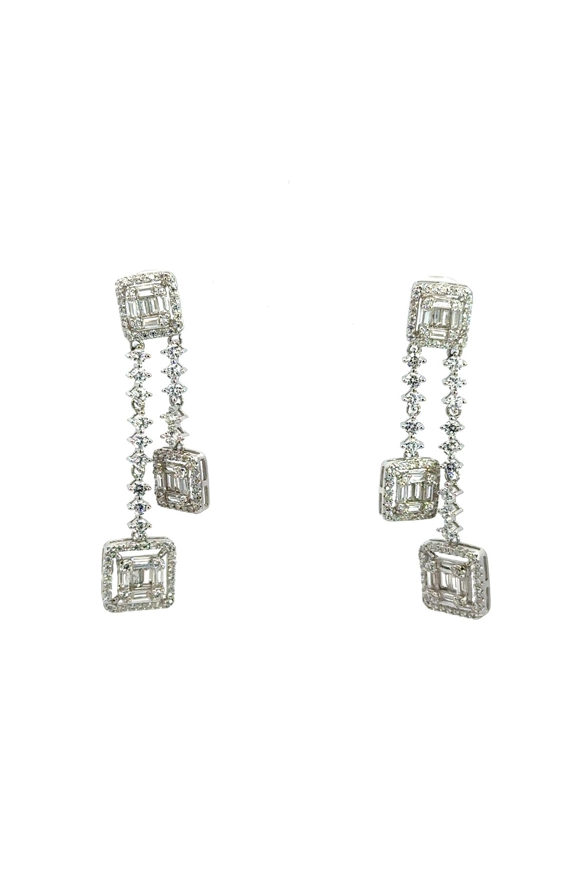 SÜKSE JEWELRY İkili Sallantılı Baget Gümüş Küpe