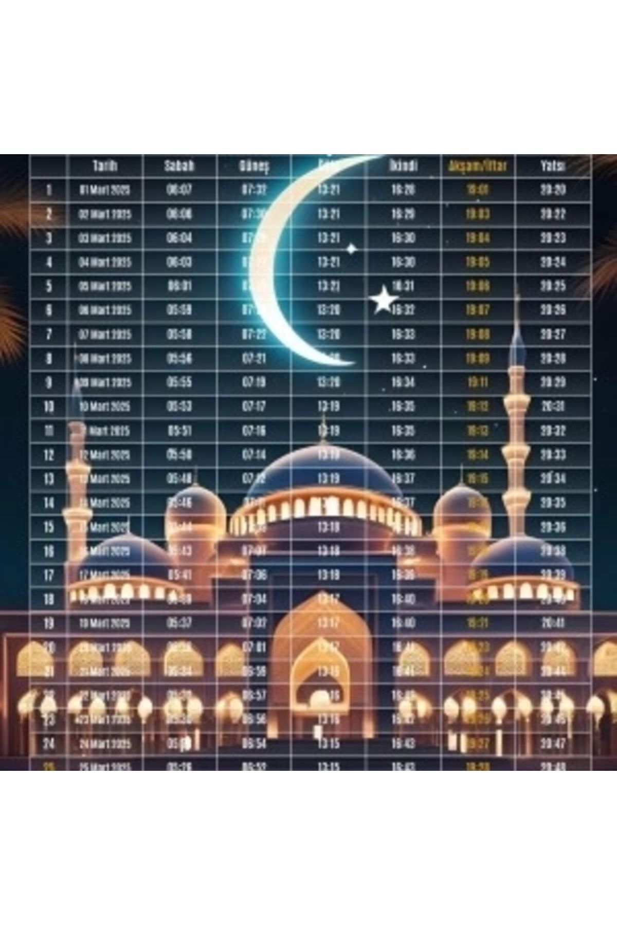 STOREMAX Ramazan İmsakiyesi Modern Kişiye Özel Tasarımlı Dijital Baskı 6 Adet A4 300 gr Model 8
