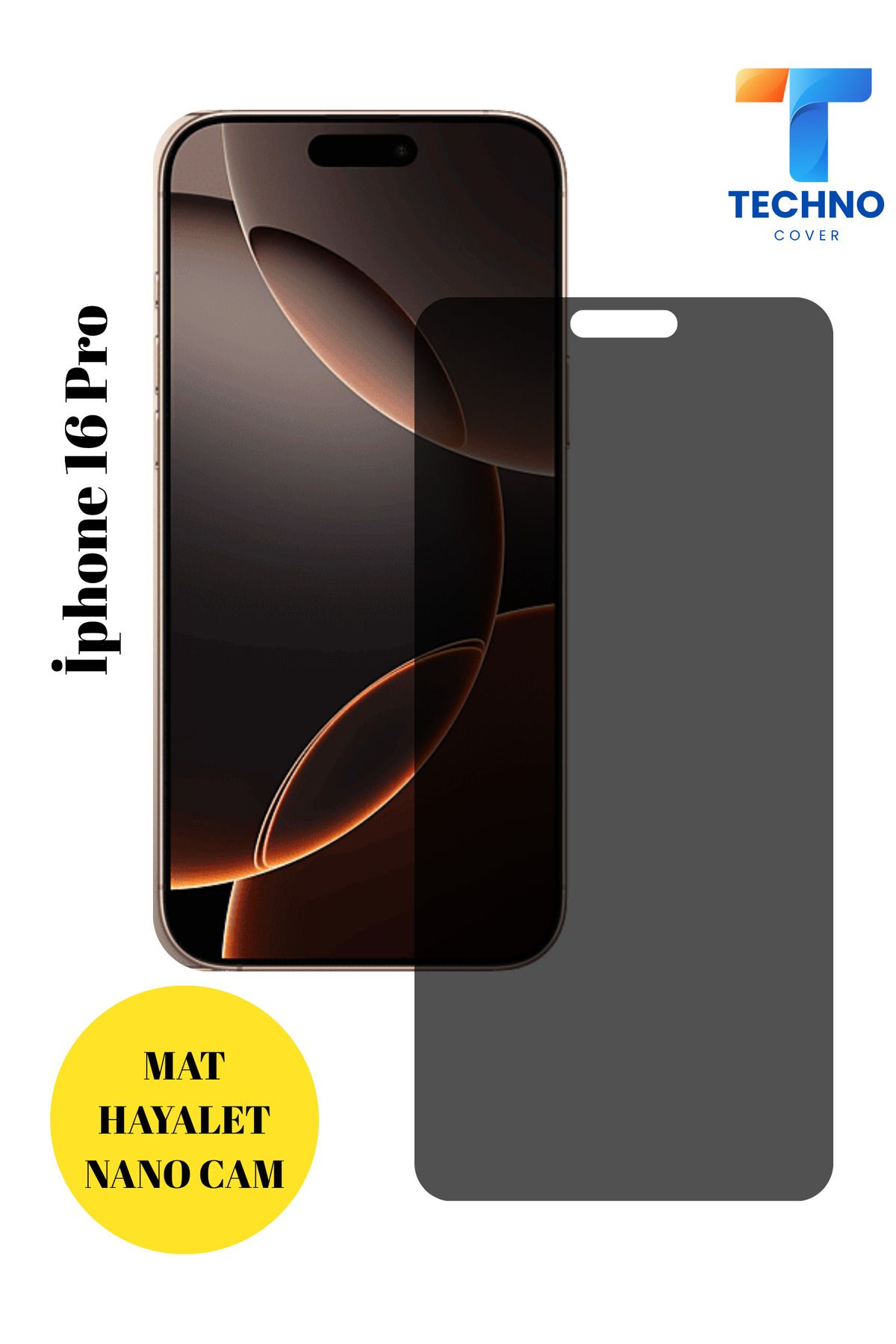 foxpower İphone 16 Pro Mat Hayalet Nano Cam Darbelere Karşı Dayanıklı Esnek Nano Ekran Koruyucu