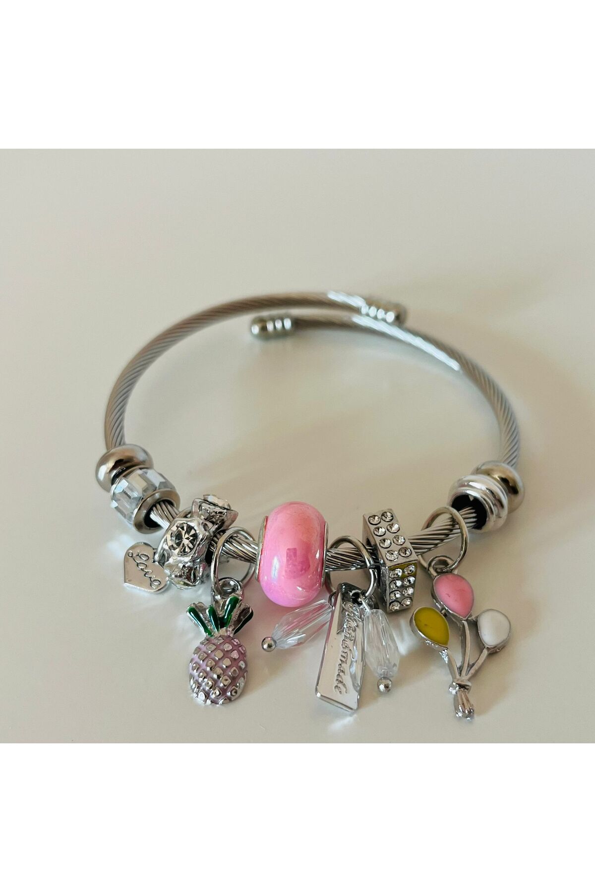 Rumi Shine Renkli Charm Detaylı Paslanmaz Çelik Bileklik