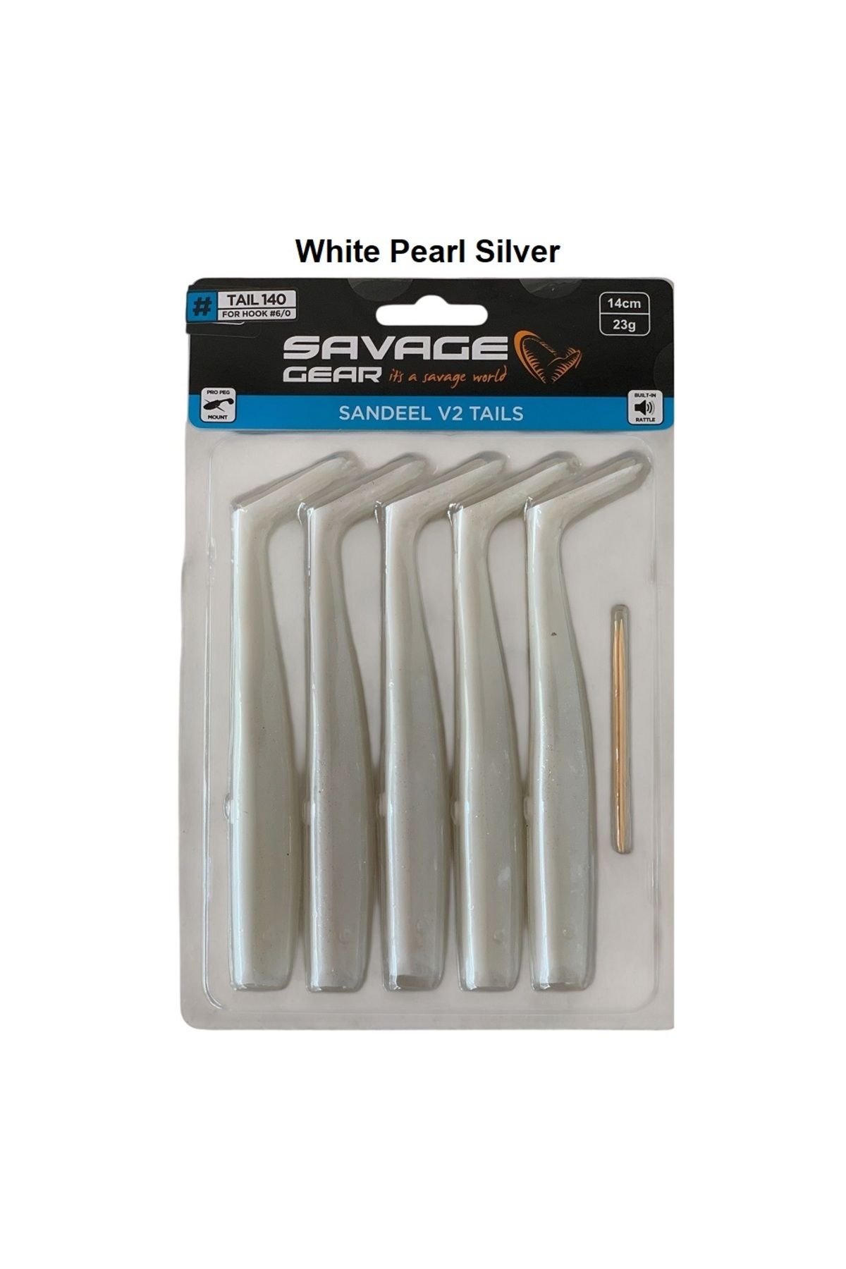 Savage Gear Sandeel V2 Tail 14cm 23gr (5'li Paket) İğnesiz White Pearl Silver