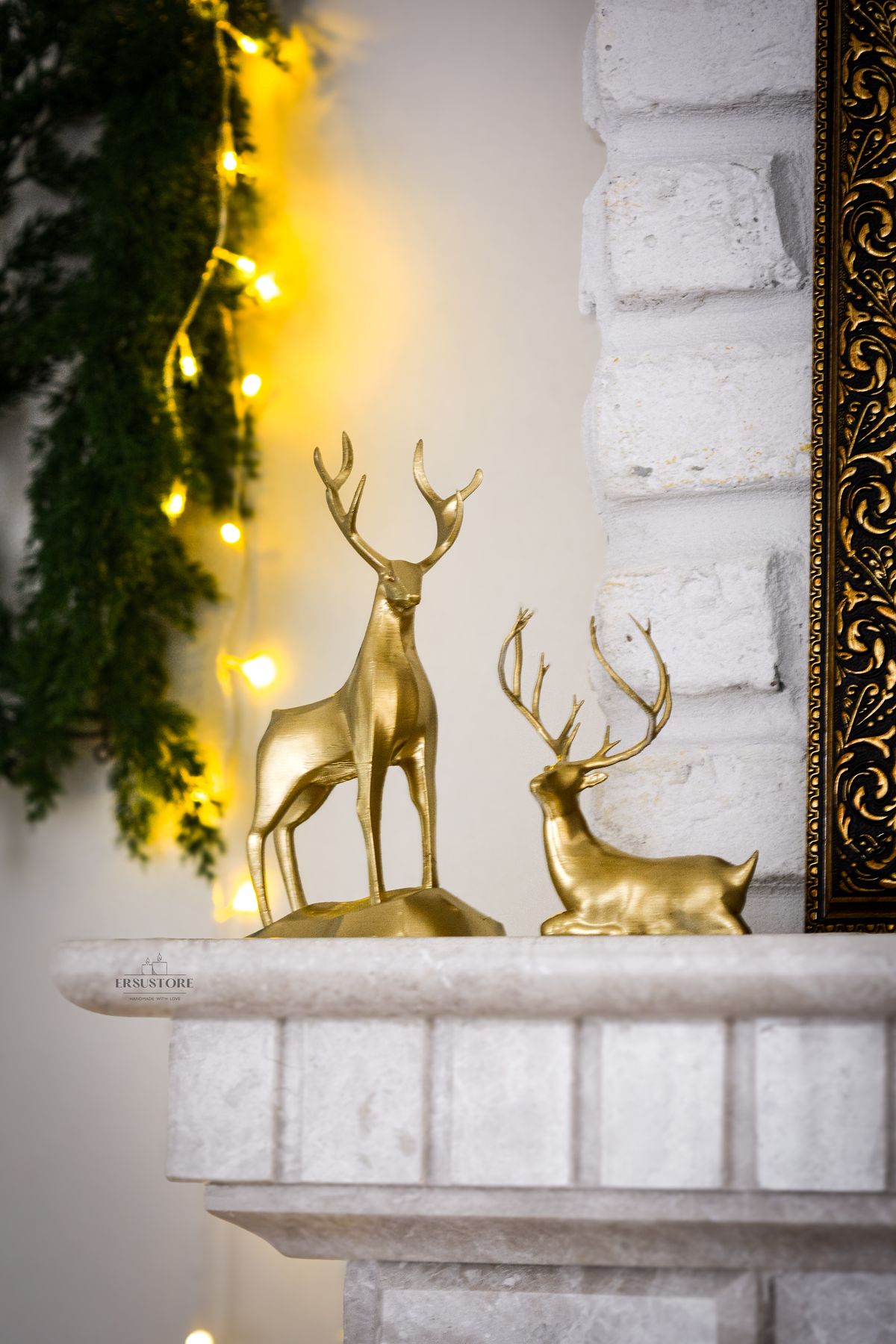 jeane home decor 2'li 18cm Gold Altın Varak Dekoratif Hafif Şık Tasarım Hediyelik Obje Biblo Bioplastik Geyik