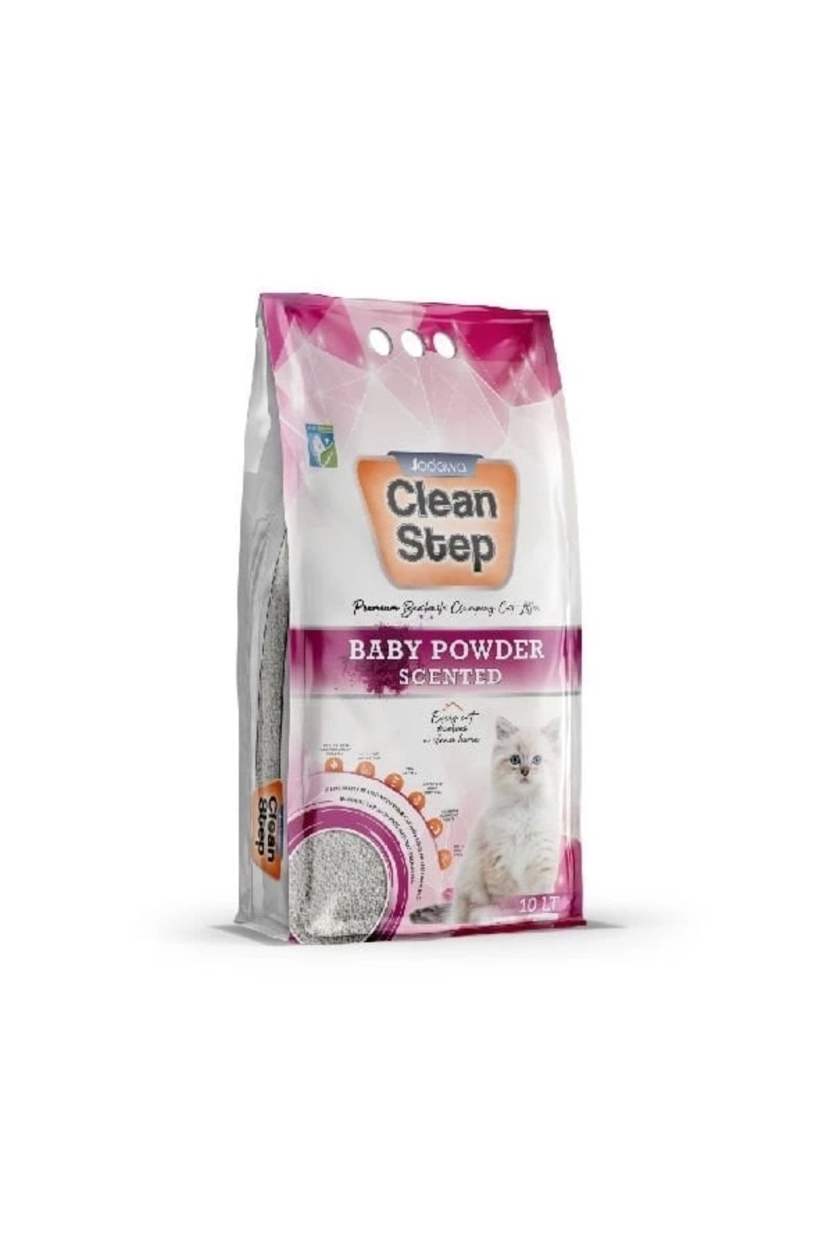 YNT İthalat Clean Step Aktif Karbonlu Bebek Pudralı İnce Taneli Topaklanan Bentonit Kedi Kumu 5 Lt