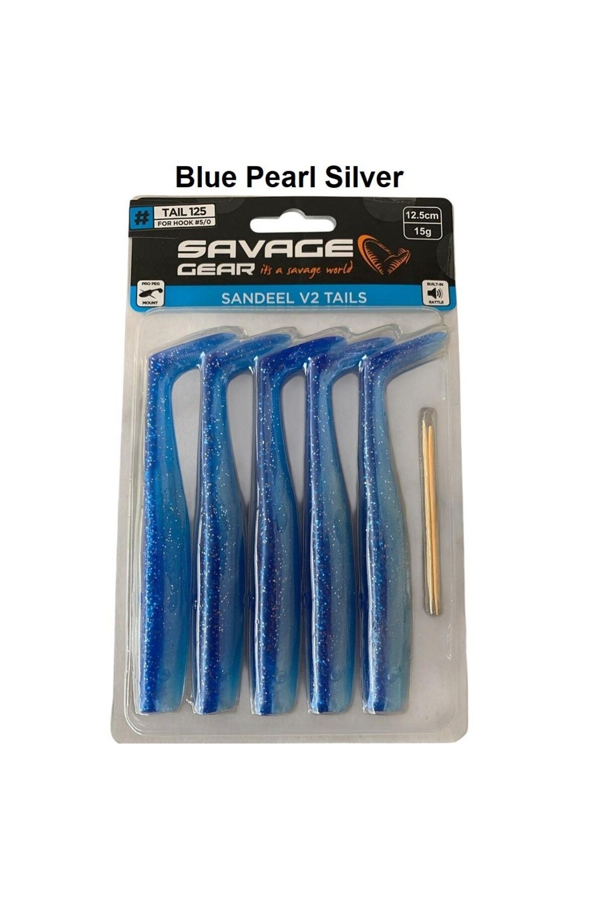 Savage Gear Sandeel V2 Tail 12.5cm 15gr (5'li Paket) İğnesiz Blue Pearl Silver