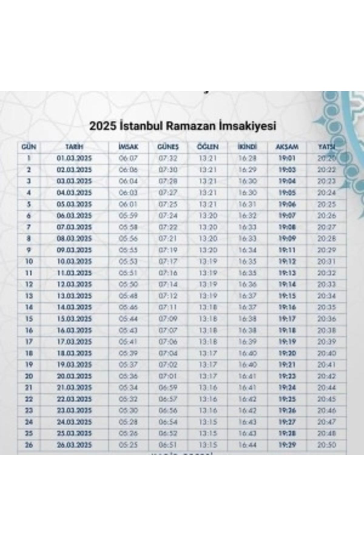 STOREMAX Ramazan İmsakiyesi Modern Kişiye Özel Tasarımlı Dijital Baskı 2 Adet A4 300 gr Model 21