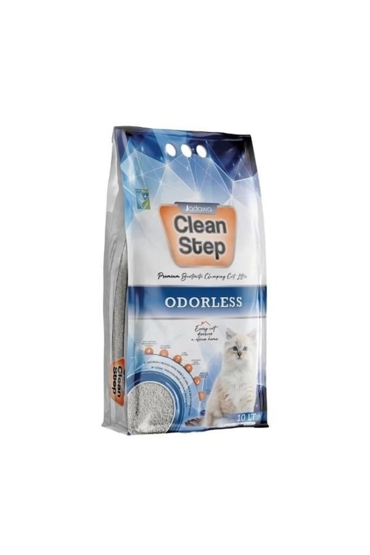 YNT İthalat Clean Step Odorless Aktif Karbonlu Kokusuz İnce Taneli Topaklanan Bentonit Kedi Kumu 10 Lt