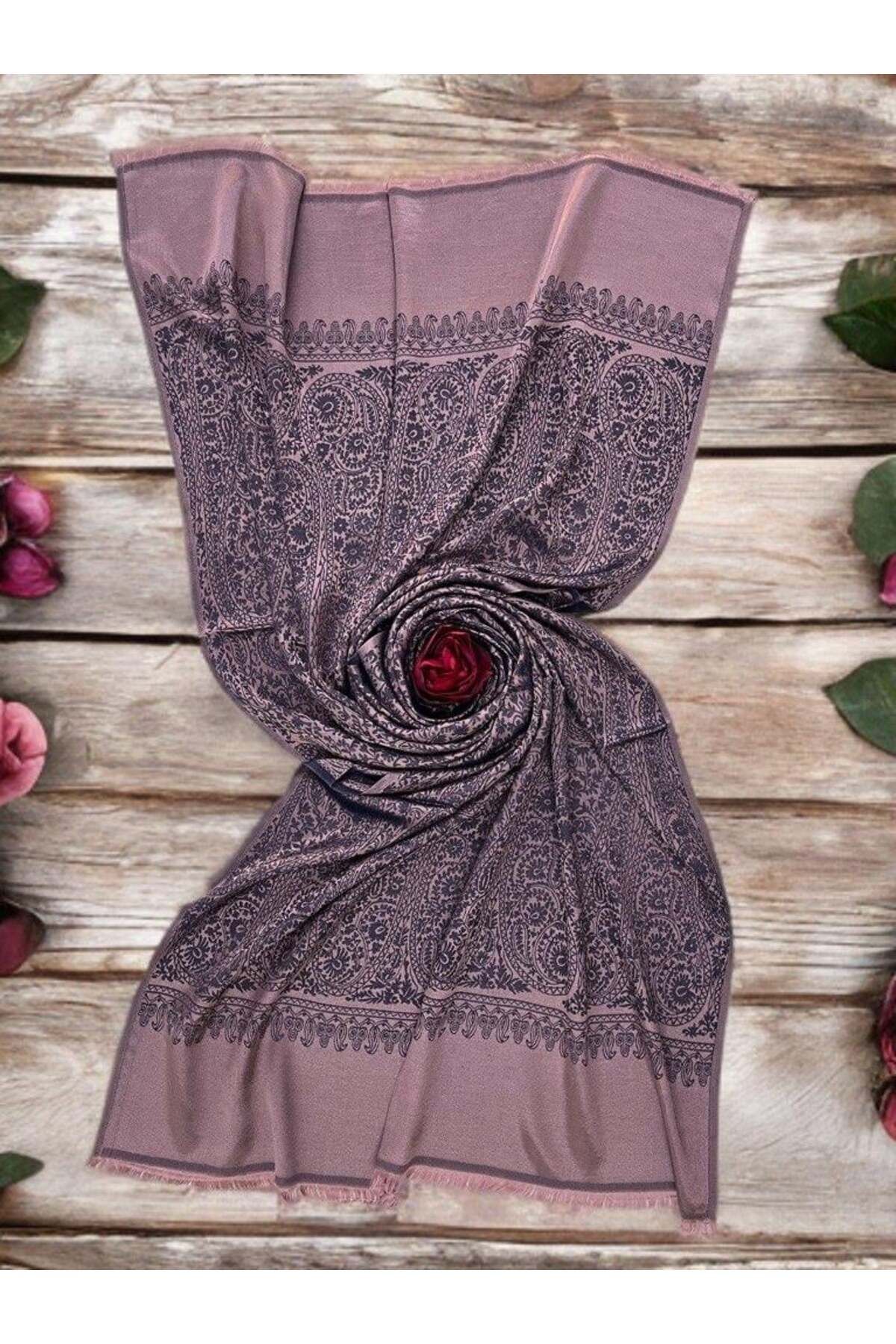 ECHARMBUTIK Gülkurusu Kani Desen Kadın Şal