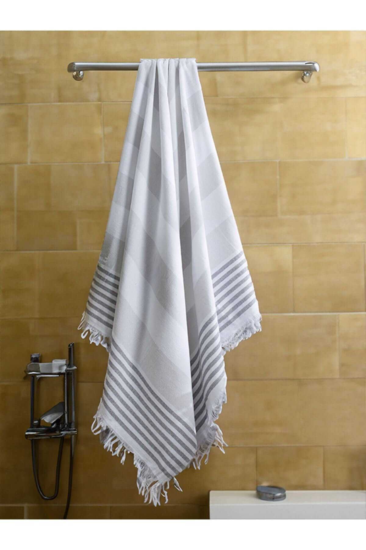 merland benvecocuk Pure Linen 90x170 cm Doğal Pamuk Peştamal Havlu Gri