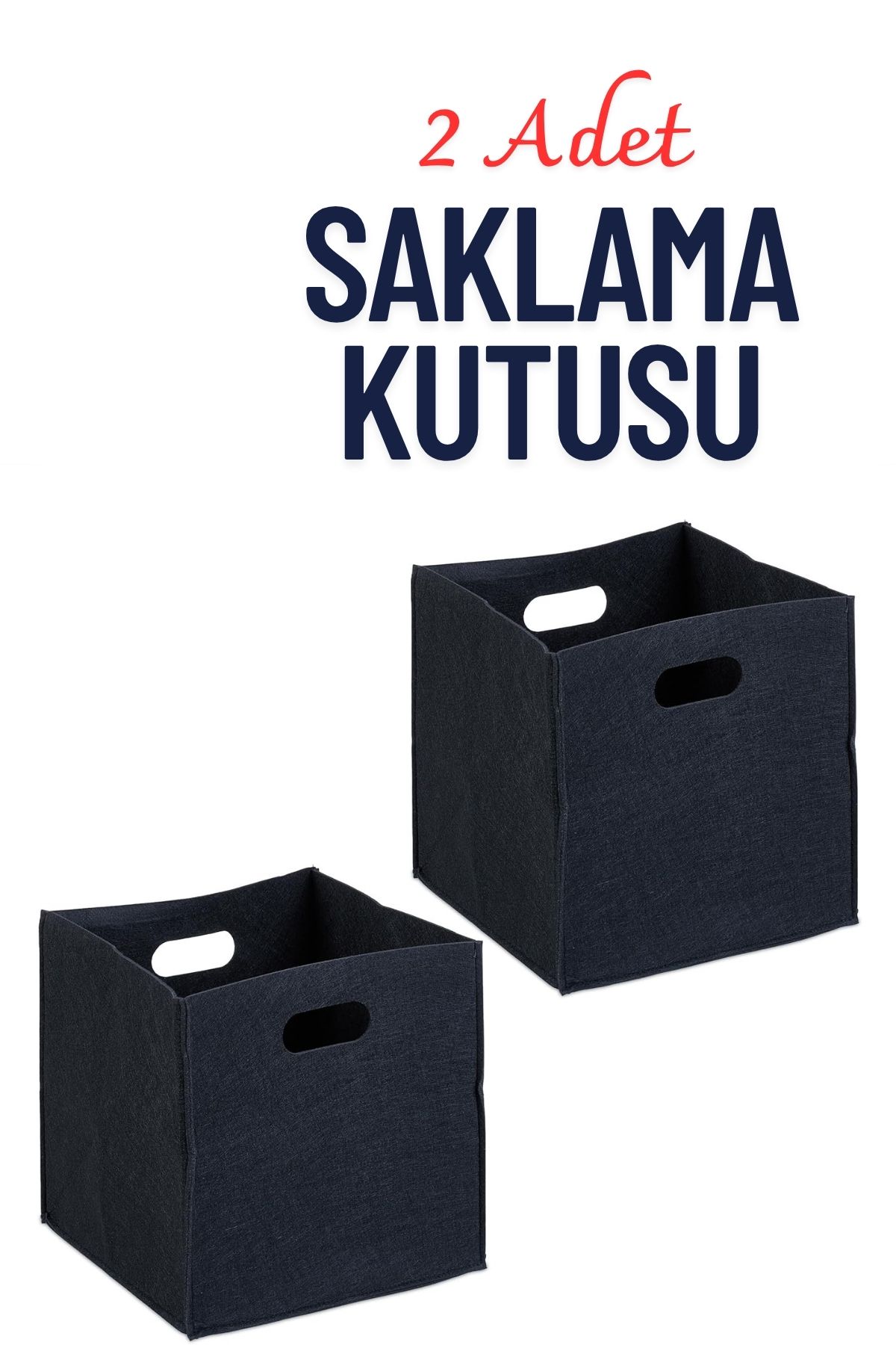 HASBY 2 Adet Keçe Saklama Kutusu Seti Katlanabilir Organizer Dolap İçi Düzenleyici Kutu 30x30x30 cm