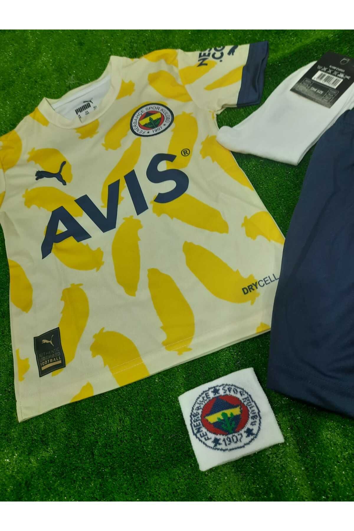 Nevruz 4'lü Set Arkası Boş fênêr'bahçe. Isimsiz Çocuk Futbol Forma Şort Çorap Bileklik Seti