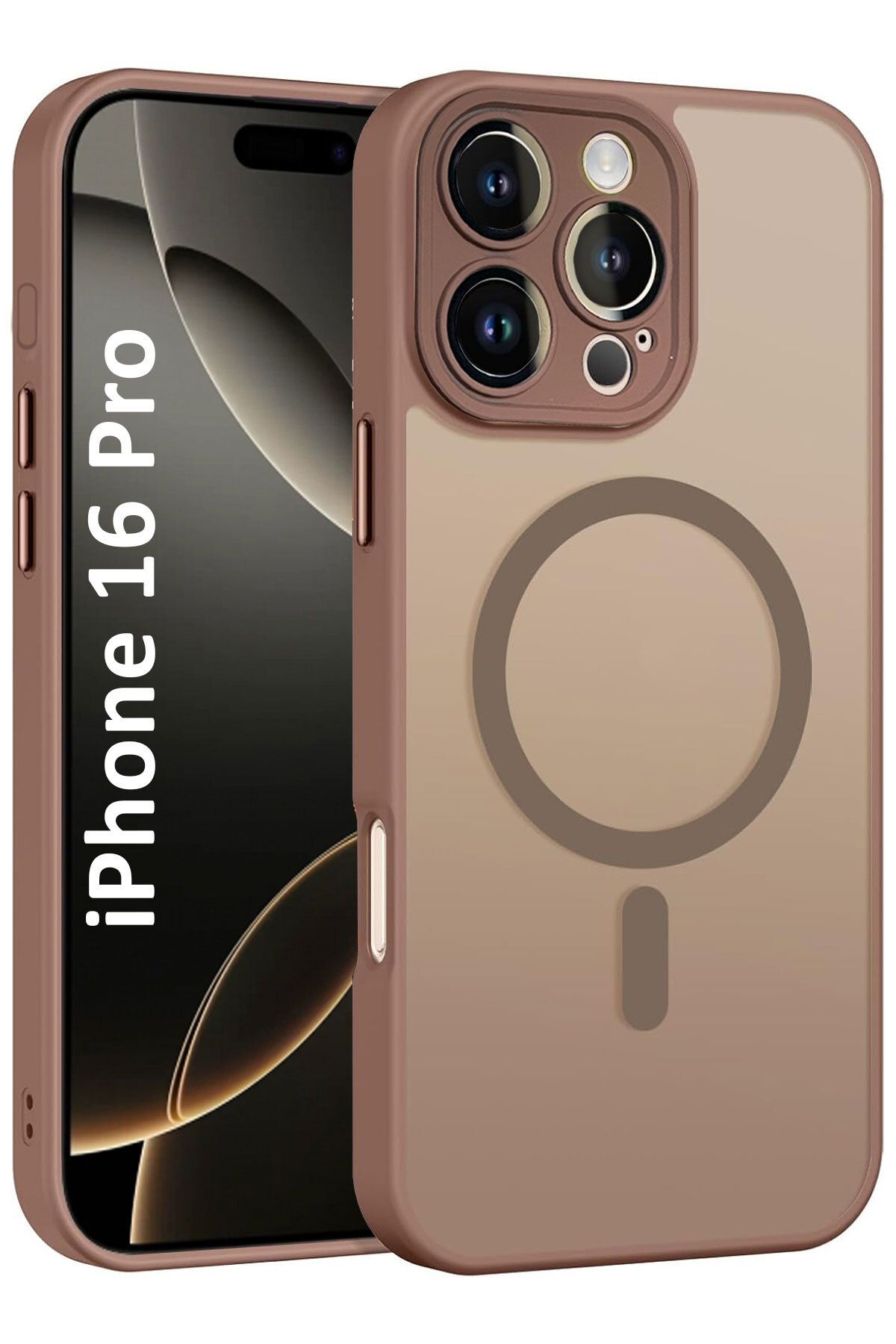 CEPSTOK iPhone 16 Pro Kılıf Çöl Magsafe Wireless Şarj Özellikli Kamera Lens Korumalı Mat Silikon