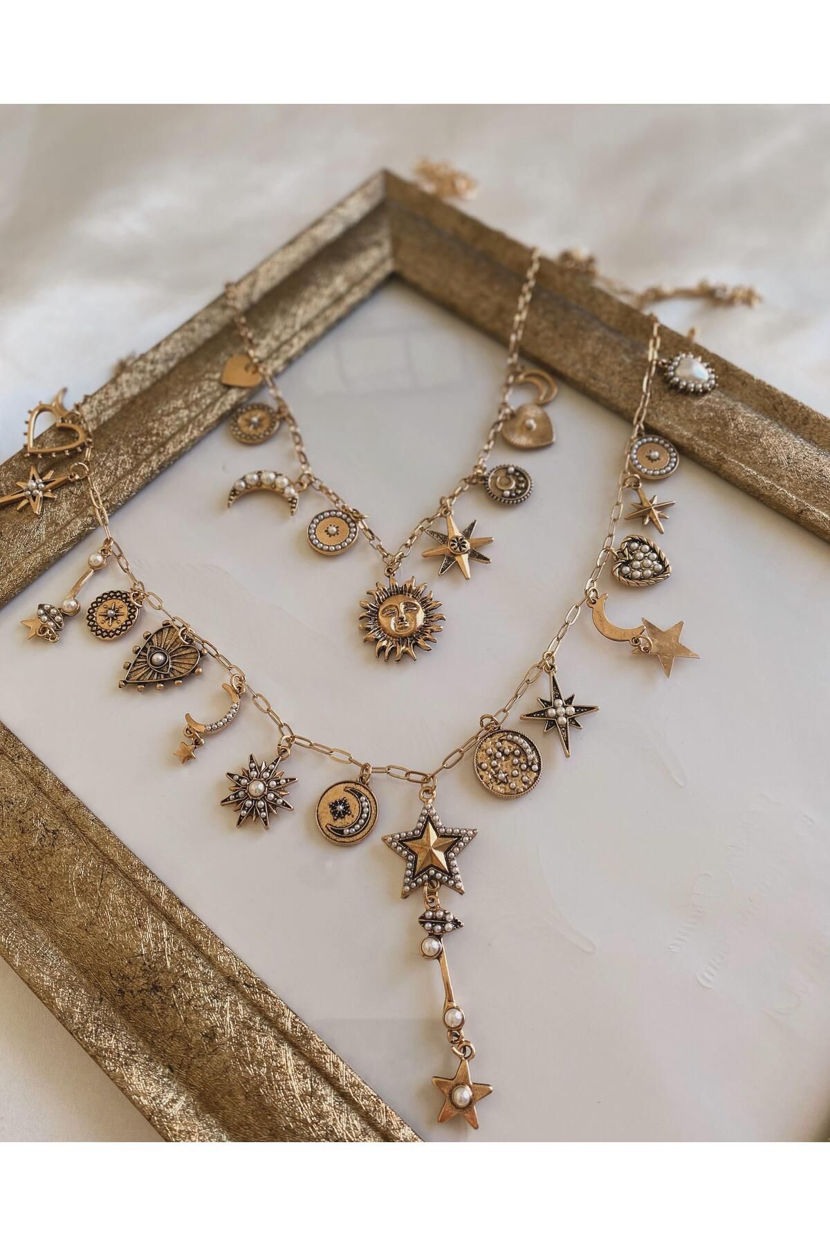 Asavia Zra 2'li Güneş ve Yıldızlı Charm Kolye