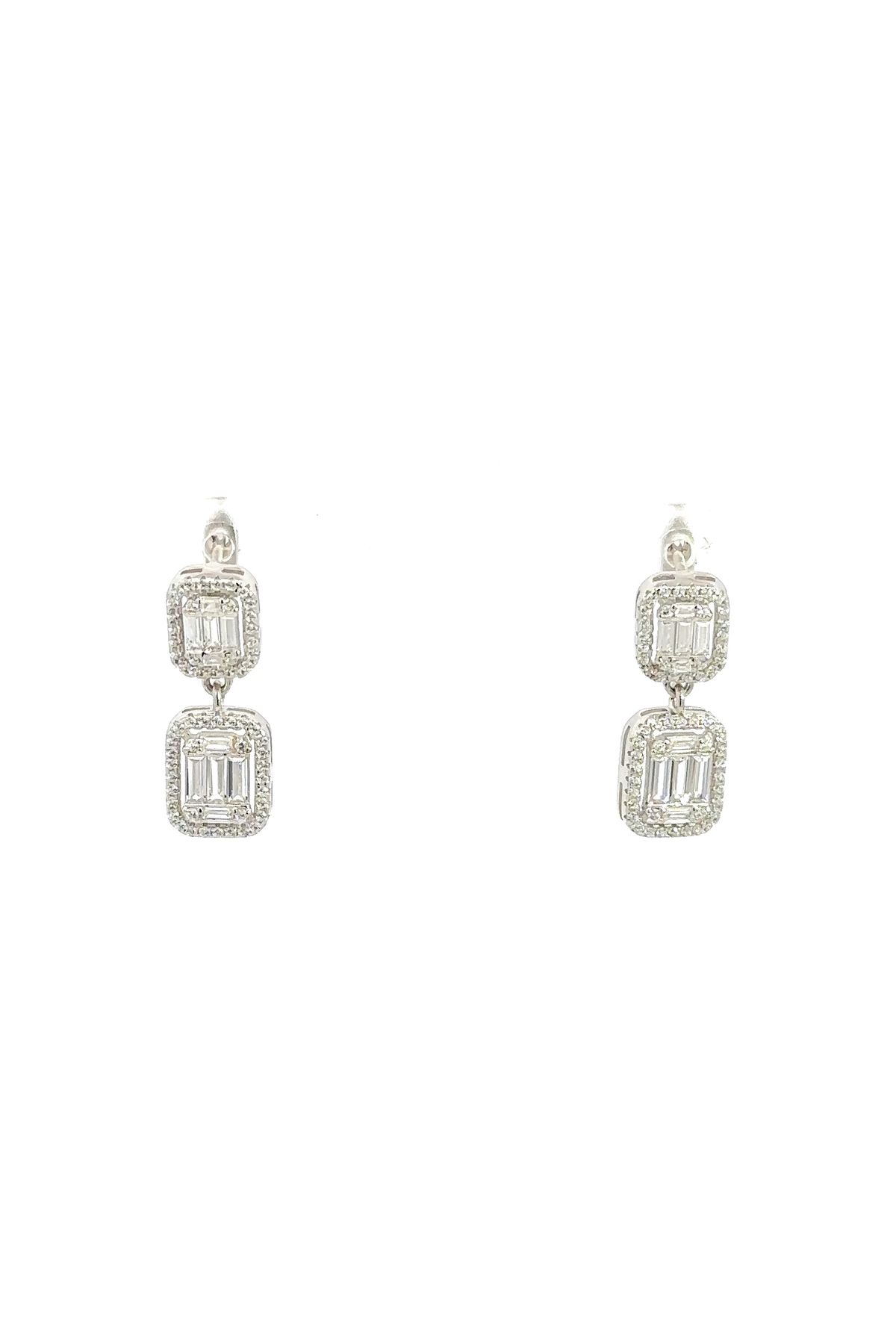 SÜKSE JEWELRY İthal İkili Baget Gümüş Küpe